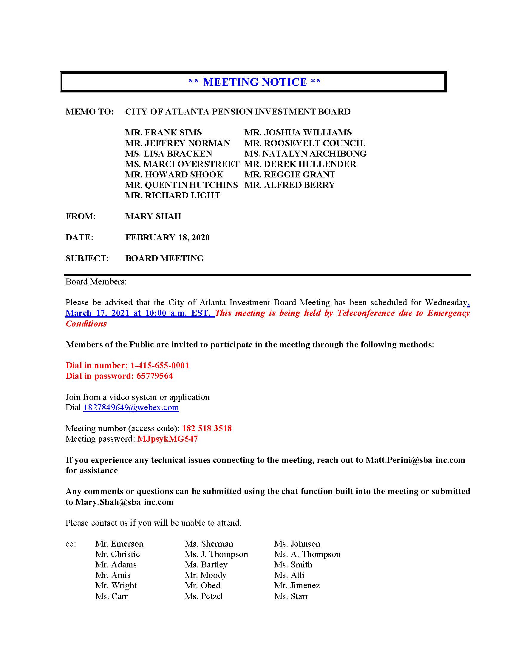 COA IB - Meeting Notice 03.17.2021 Teleconference