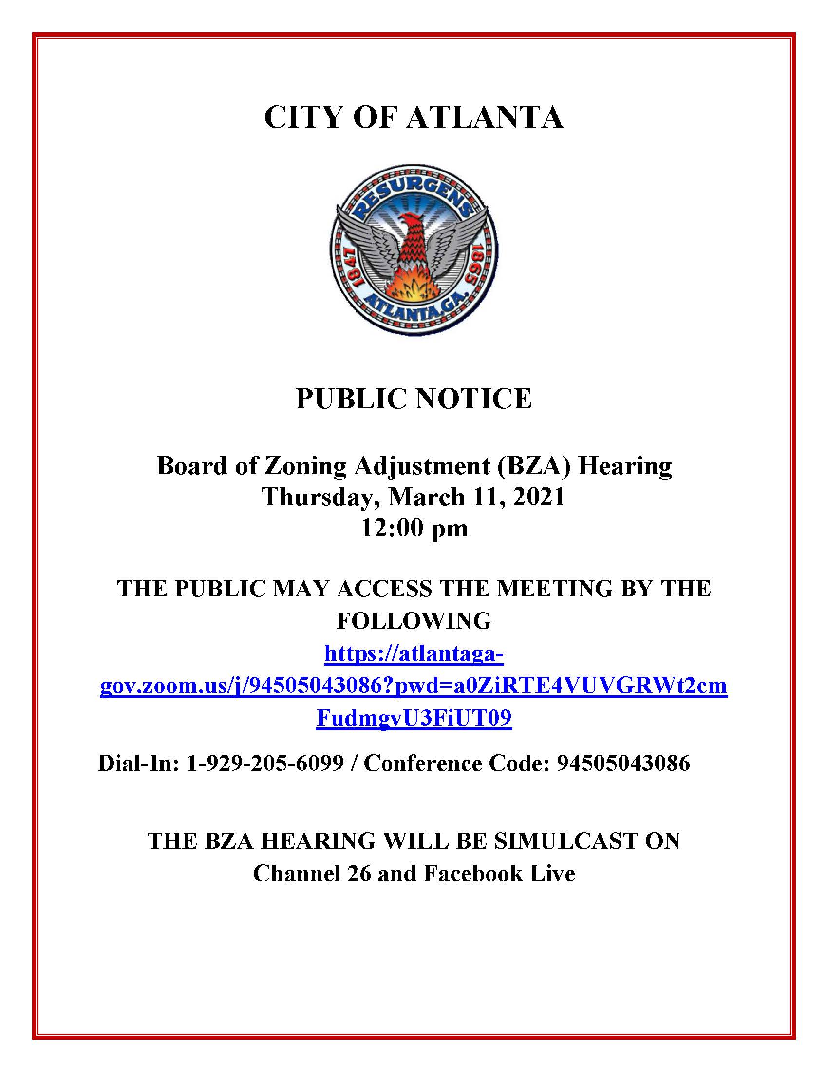 Virtual Public Notice - Board of Zoning Adjustment (3-11)