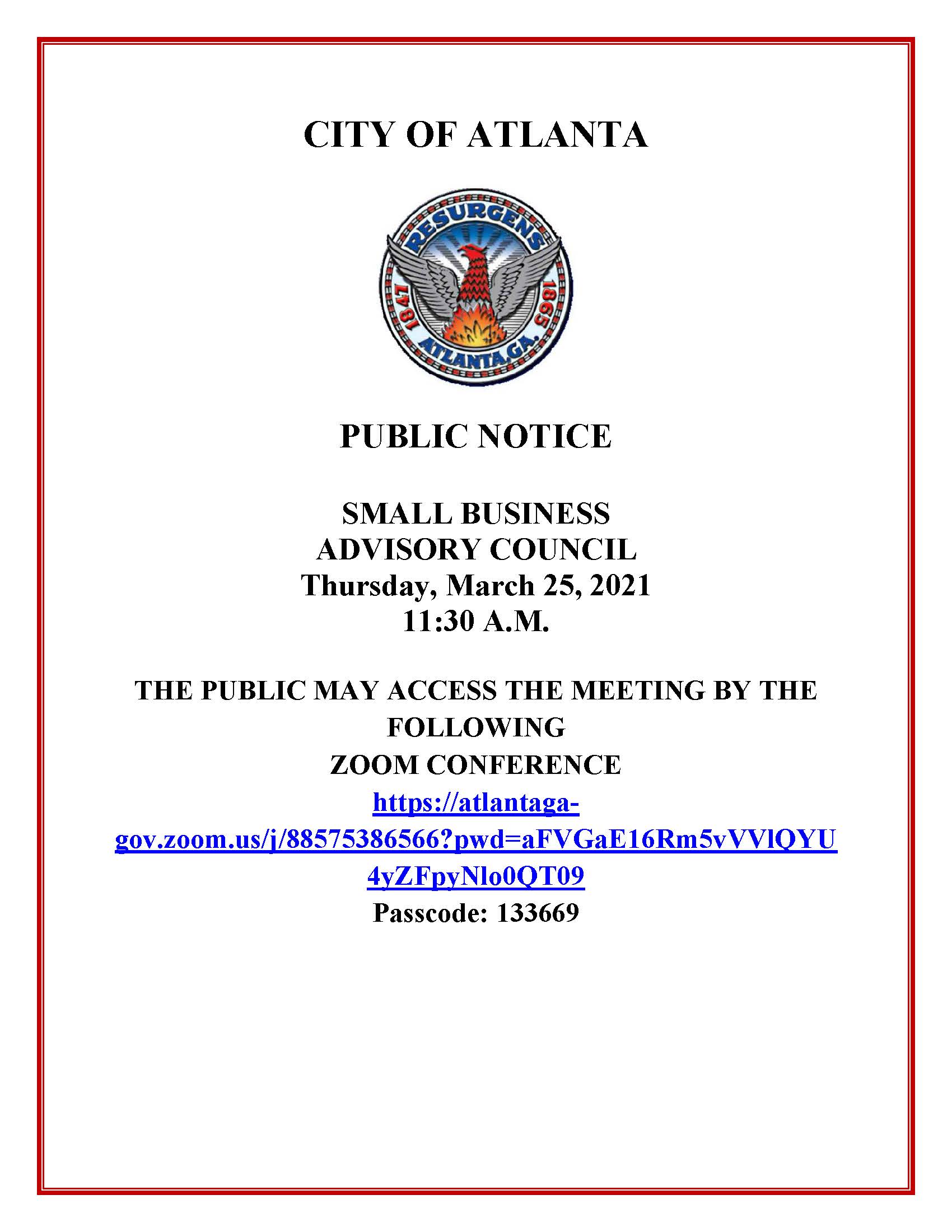 Public Notice Small Business Advisory Council(Archibong Natalyn M)