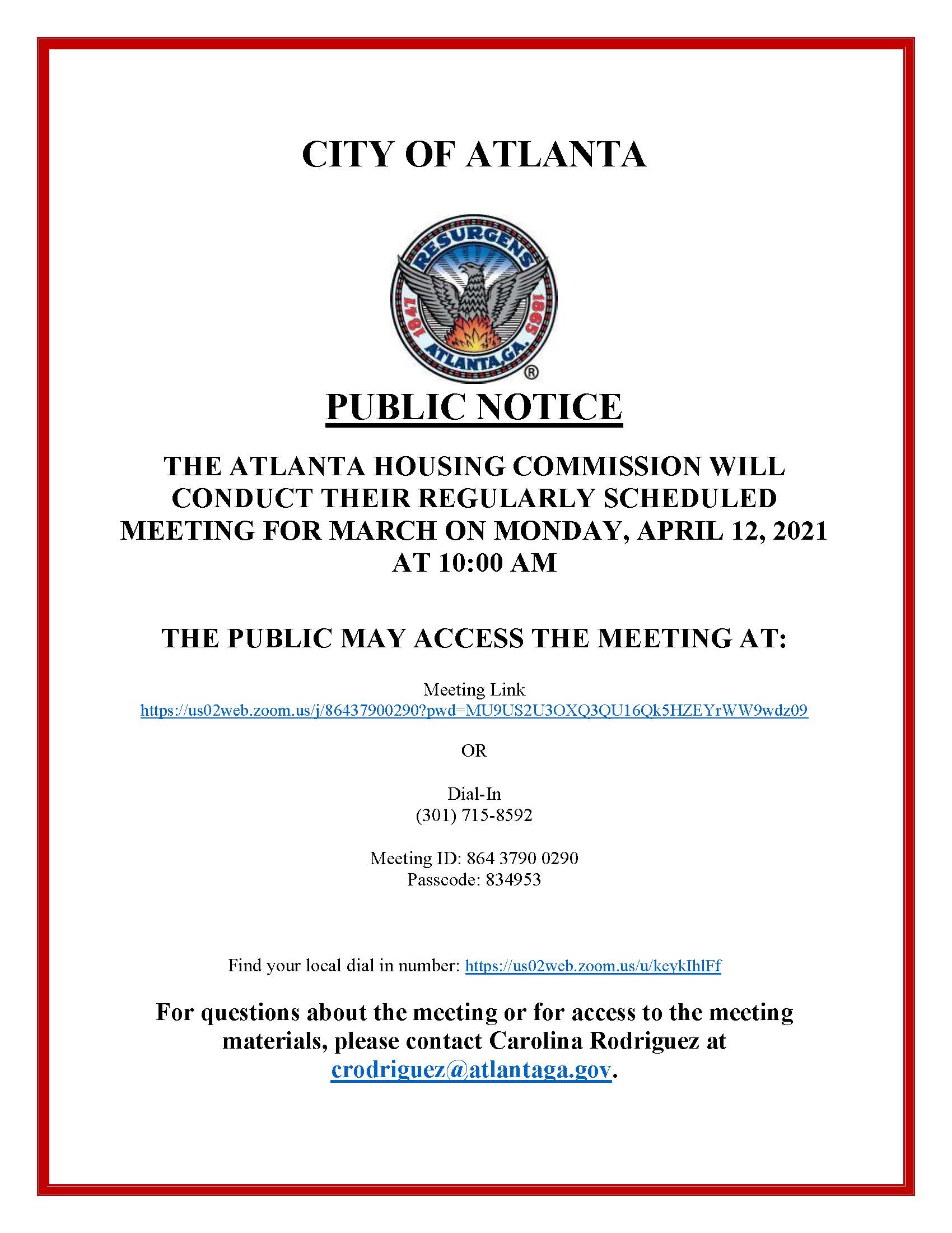 AHC Meeting Notice for 04-12-2021