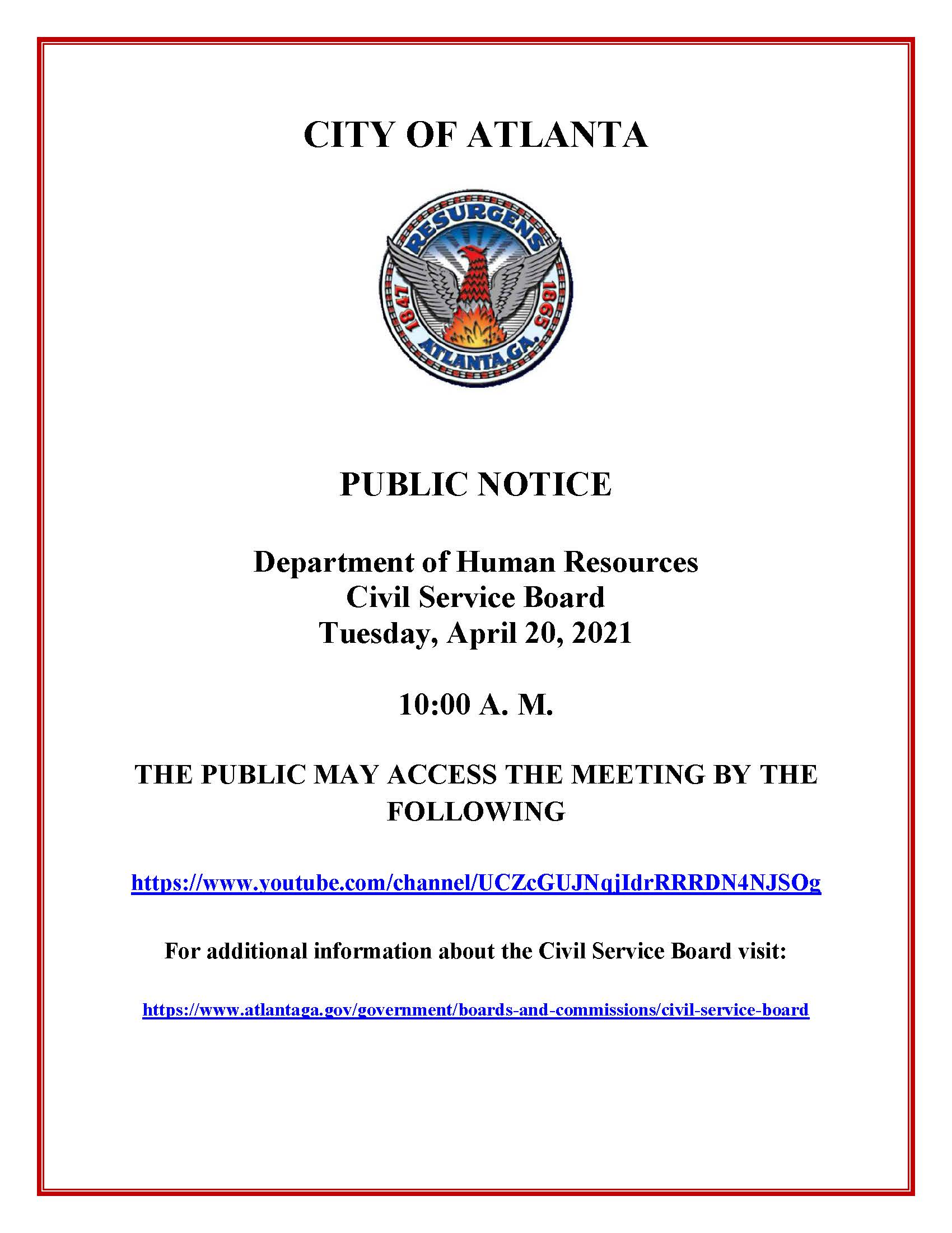 Civil Service Board Meeting. 4-20-21