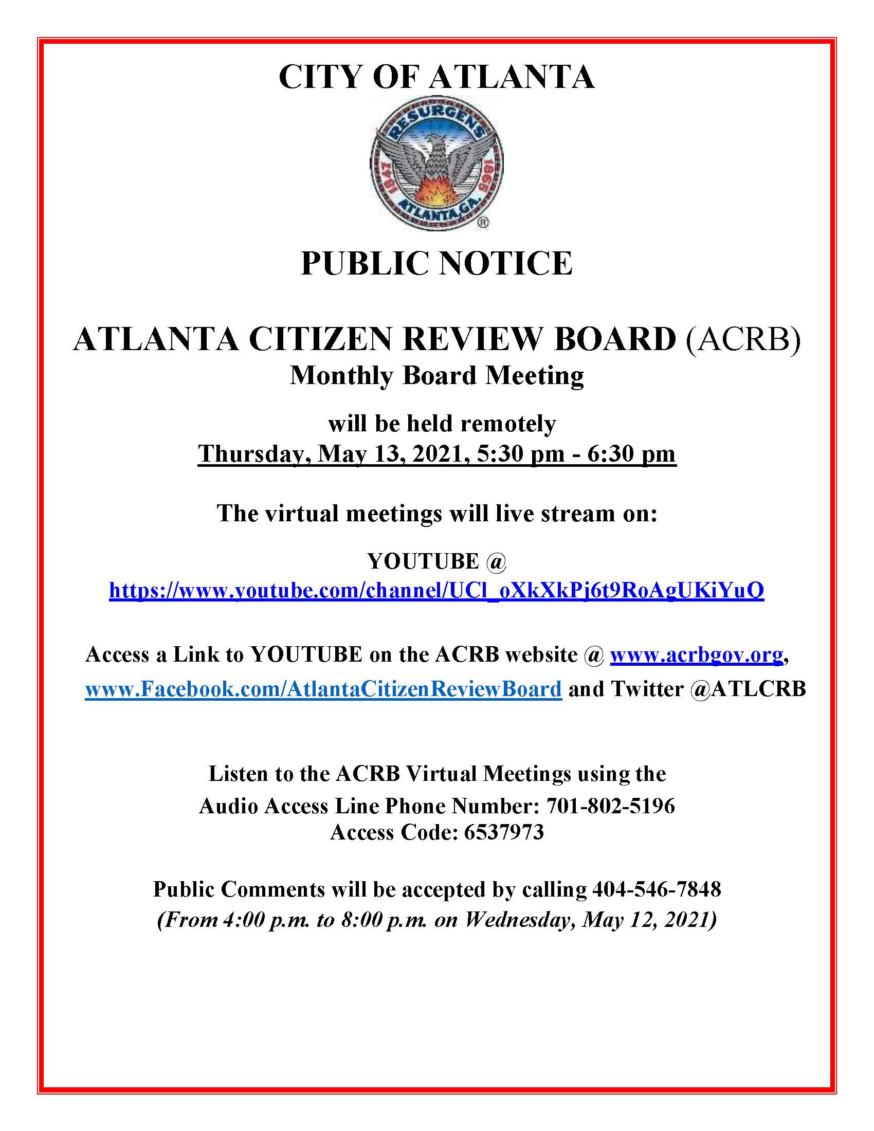 Public Notice_ACRB Monthly Board Meeting_Thurs. May 13 2021