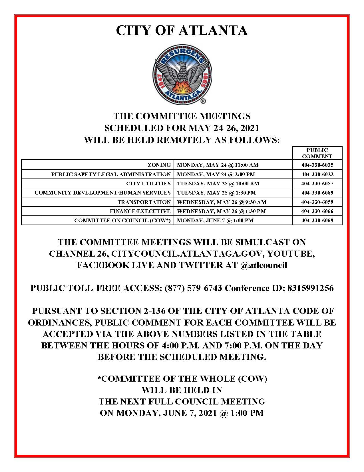 May 24-26 Committee Meetings Public Notice (Public)