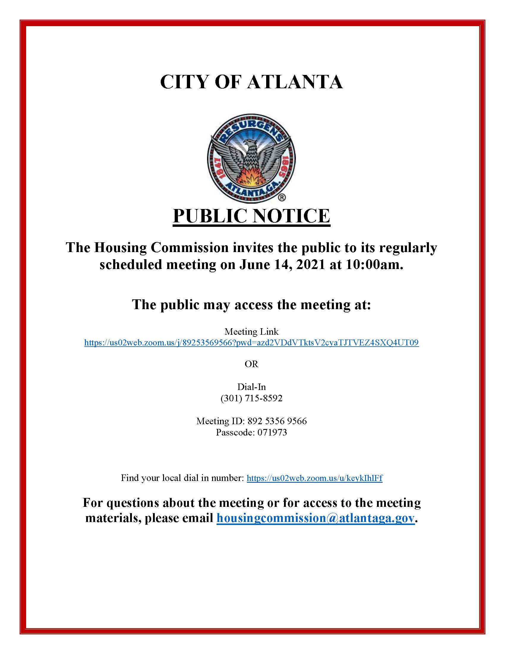 20210614 Housing Commission Meeting Notice