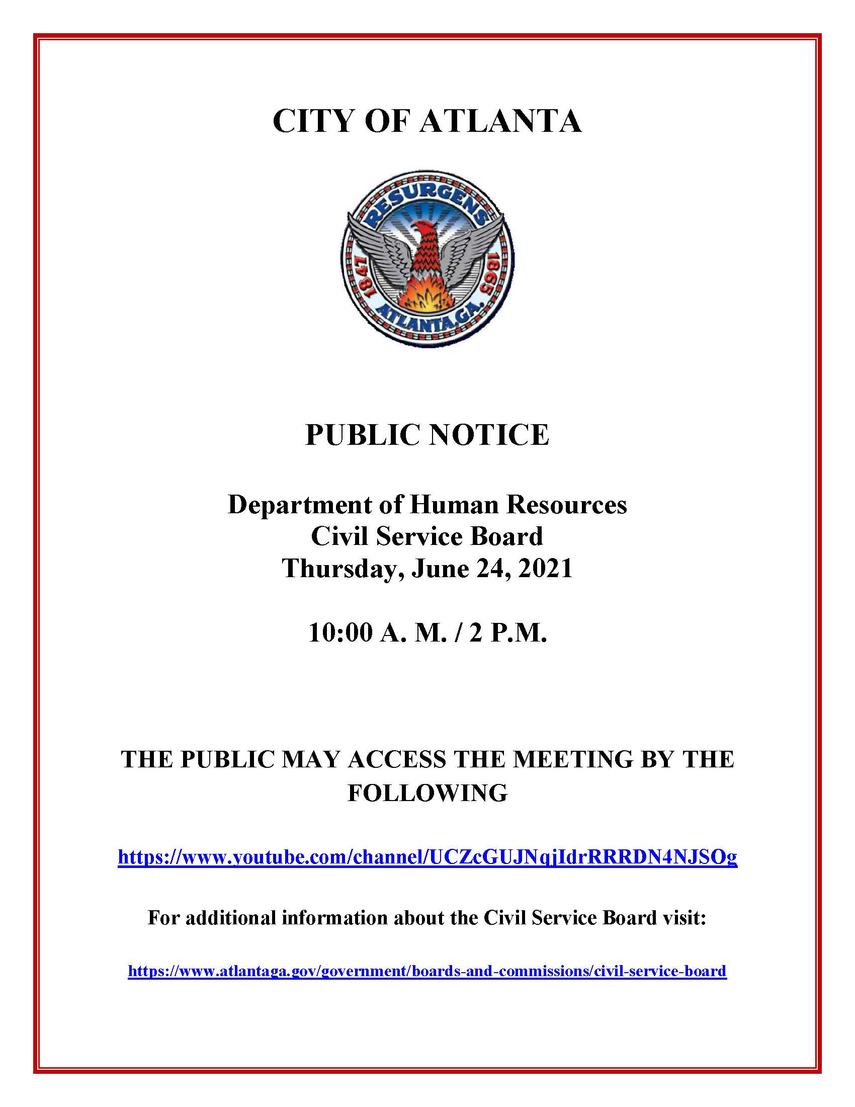 Civil Service Board Public Hearing Notice 6.24.2021