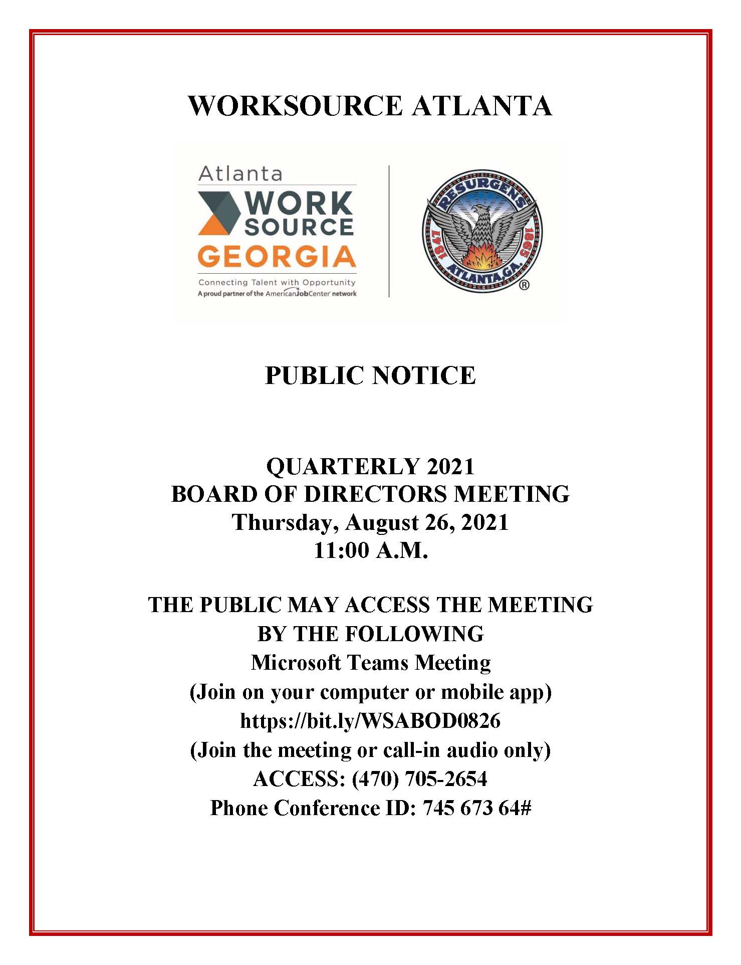 Atl. WorkSource GA. Quarterly 2021 Bd. Meeting.8.26.2021