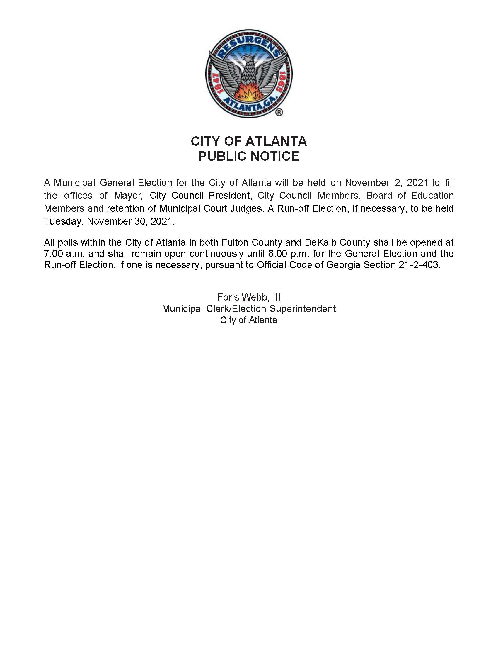 11.02.2021 General Municipal Election public notice