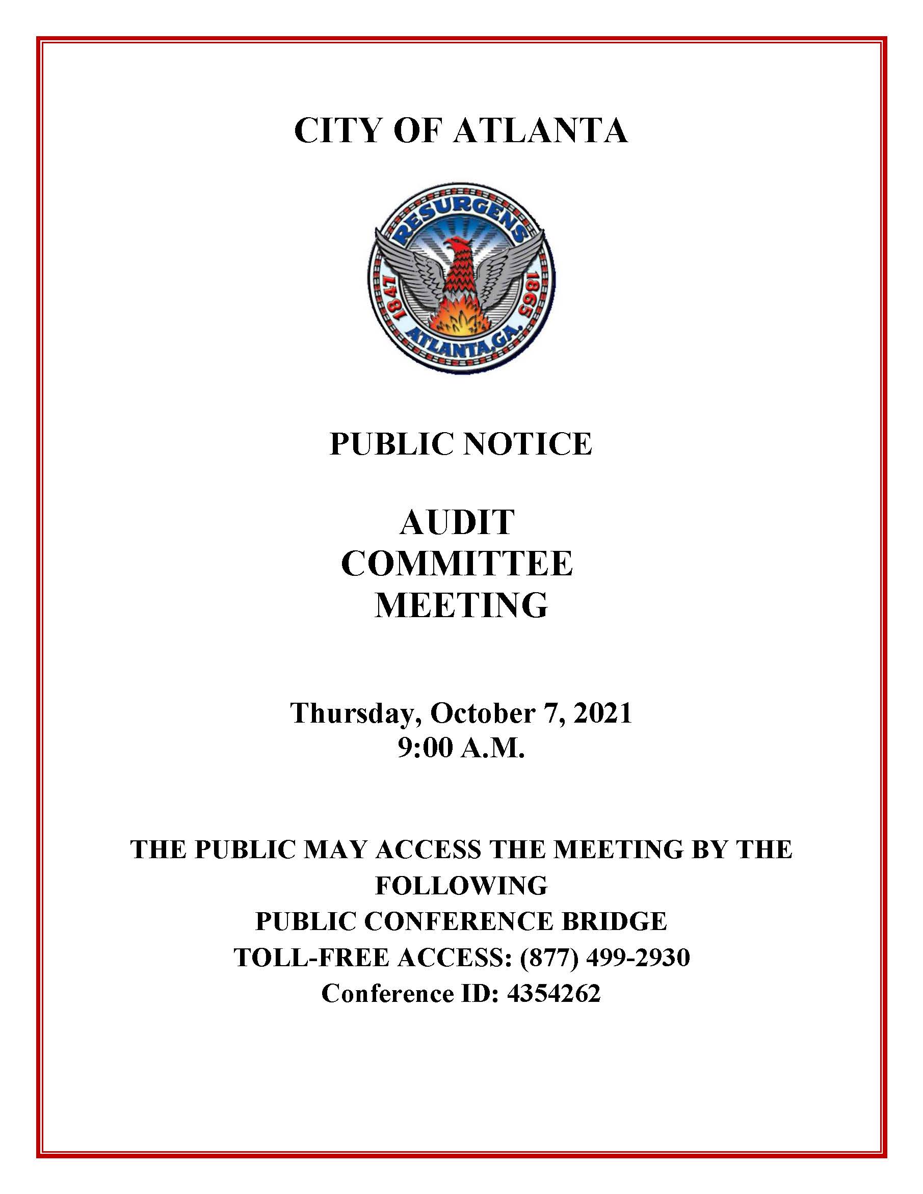 Public Notice Audit Committee October 7 2021