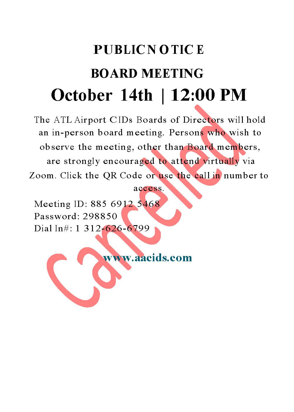 Cancelled Atl. ACIDs Board Meeting 10.14.2021