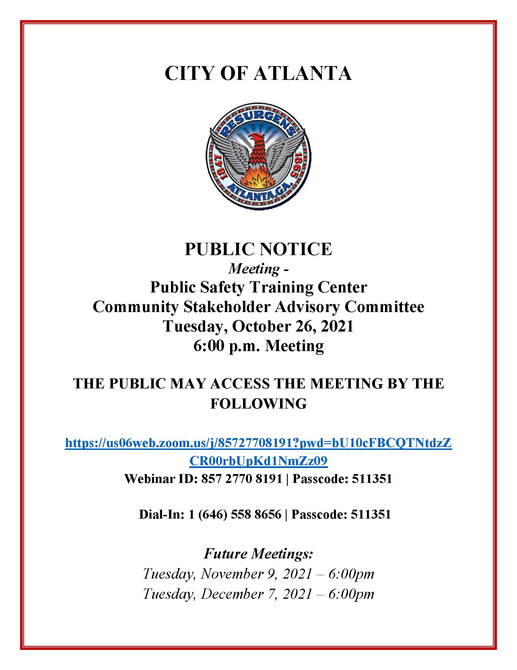 Public Notice Community Stakeholder Advisory Committe 10-26-2021