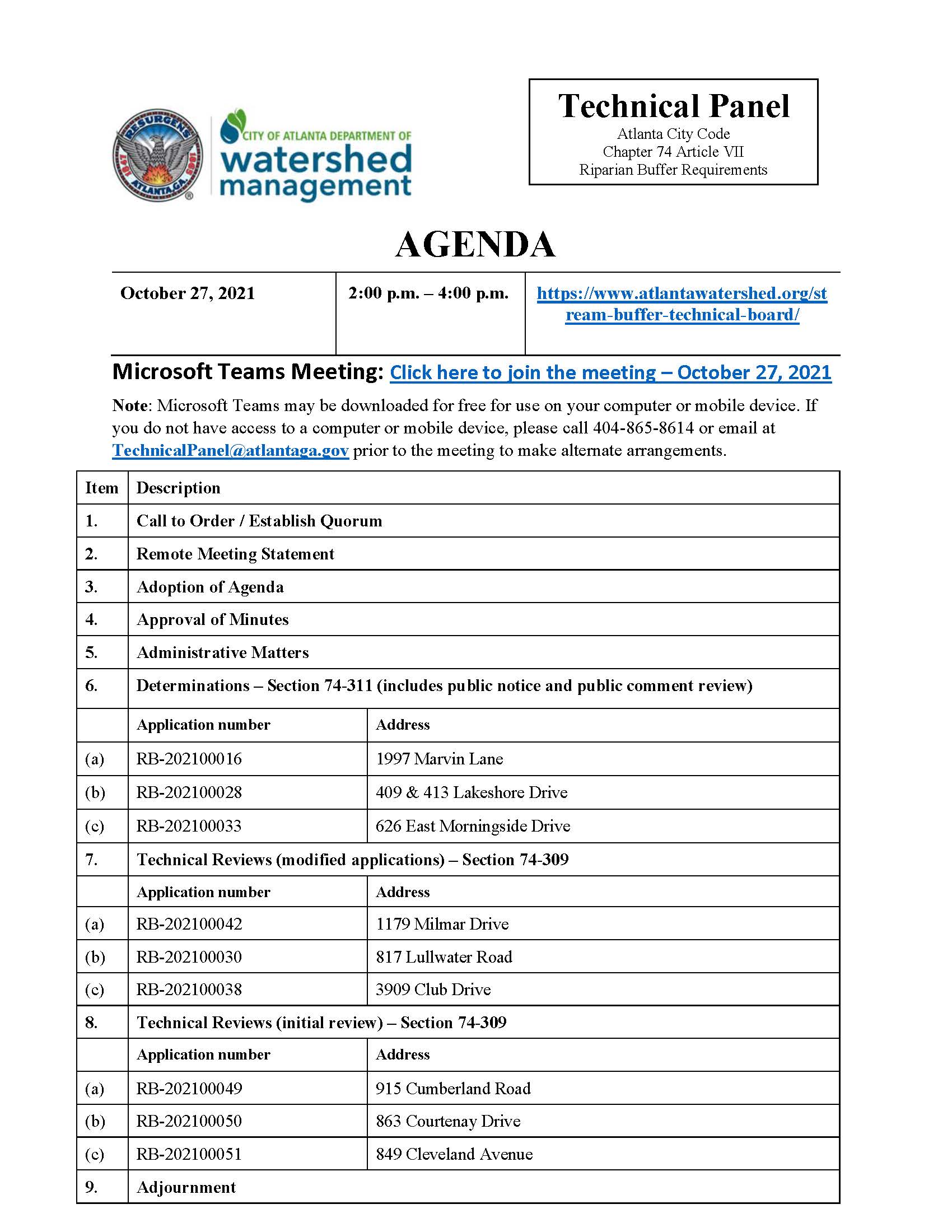 Riparian Buffer Technical  Panel 10-27-2021