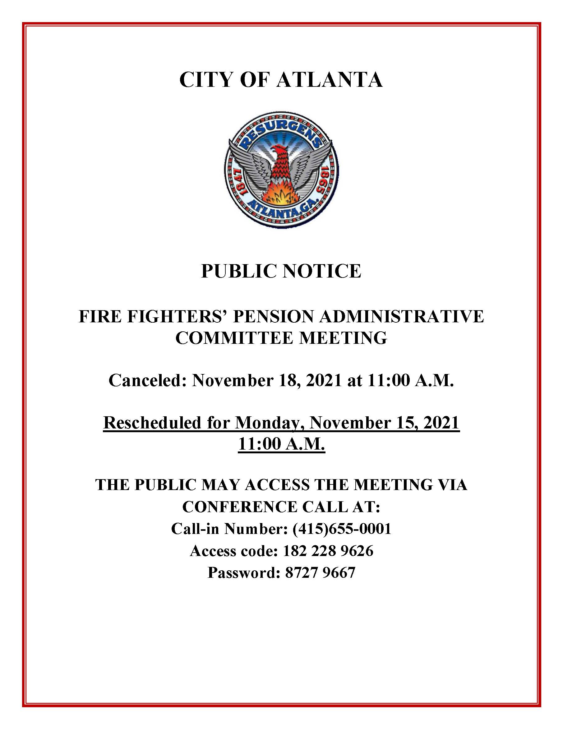 Meeting Notice - Fire Pension - 11-15-2021