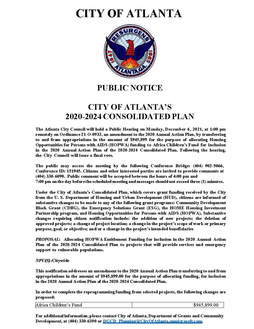 Public Notice COA 2020-2024 Consolidated Plan 12.06.2021 21-O-0932