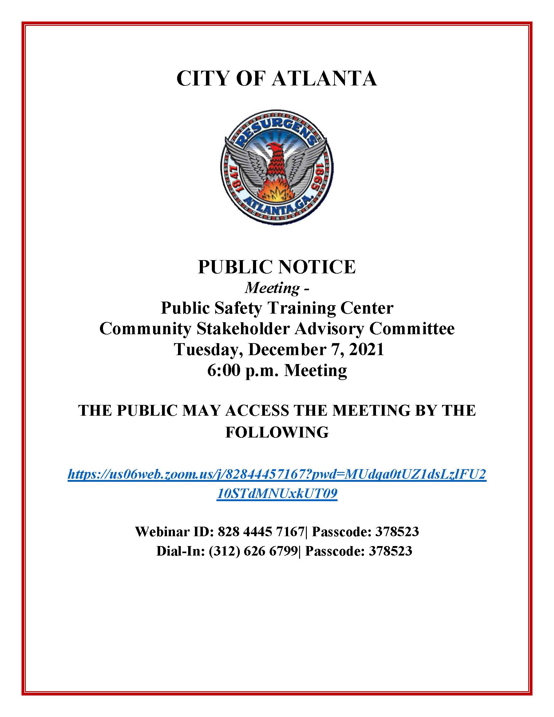 Public Notice Community Stakeholder Advisory Committe 12-7