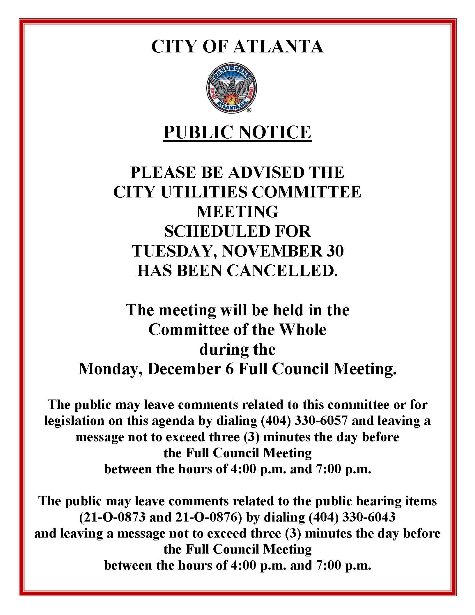 CUC Cancelled Public Notice - Updated (11.30.21)