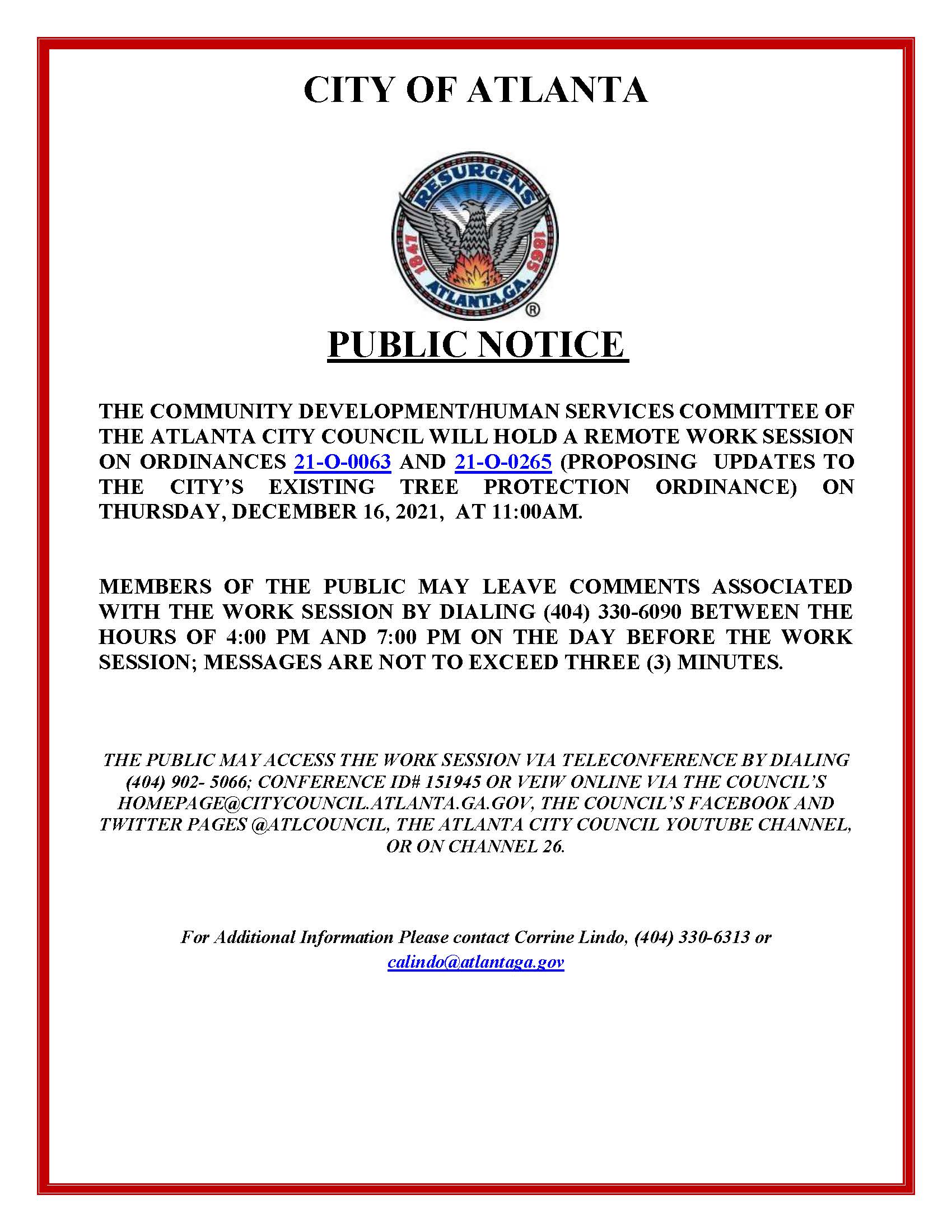 Tree Protection Ordinance Work Session_Public Notice_12.16