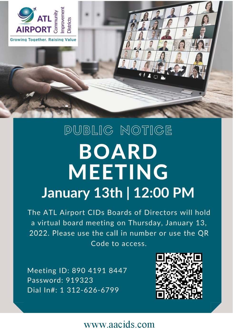 AACIDs Board Meeting Flyer