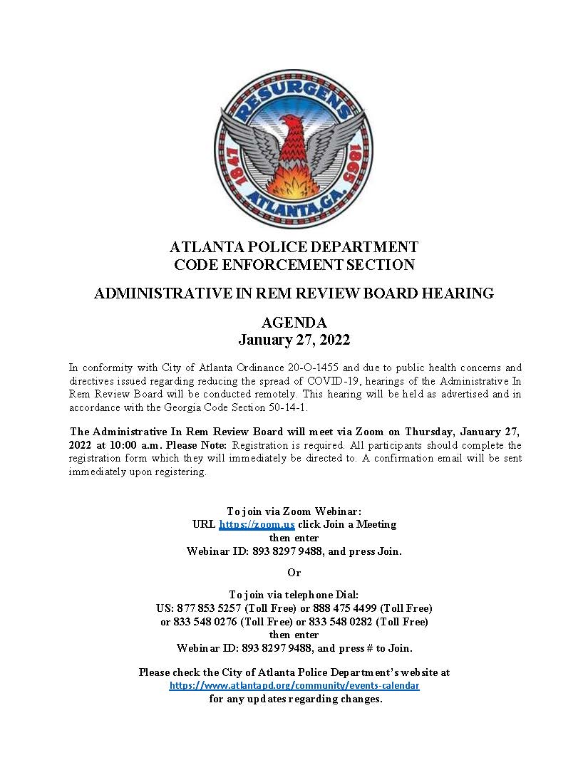 Website Publication__Administrative In Rem Hearing__January 27_2022