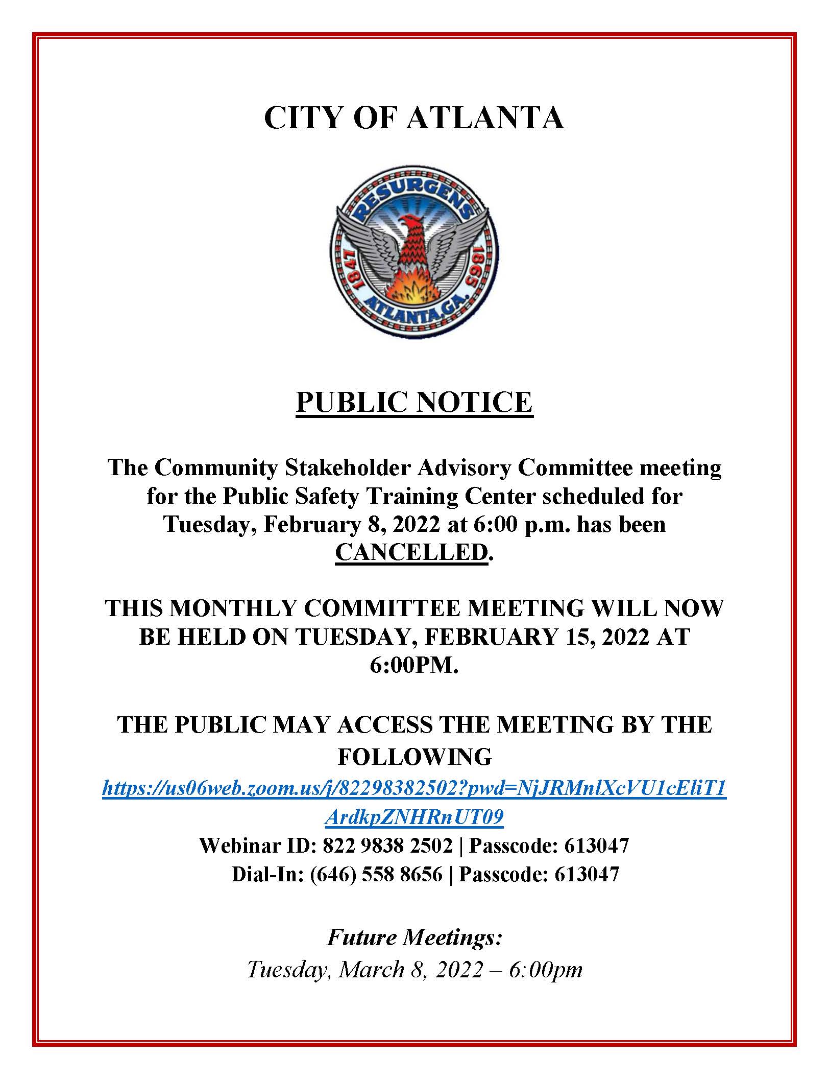 Public Notice_Community Stakeholder Advisory Committe_Feb15