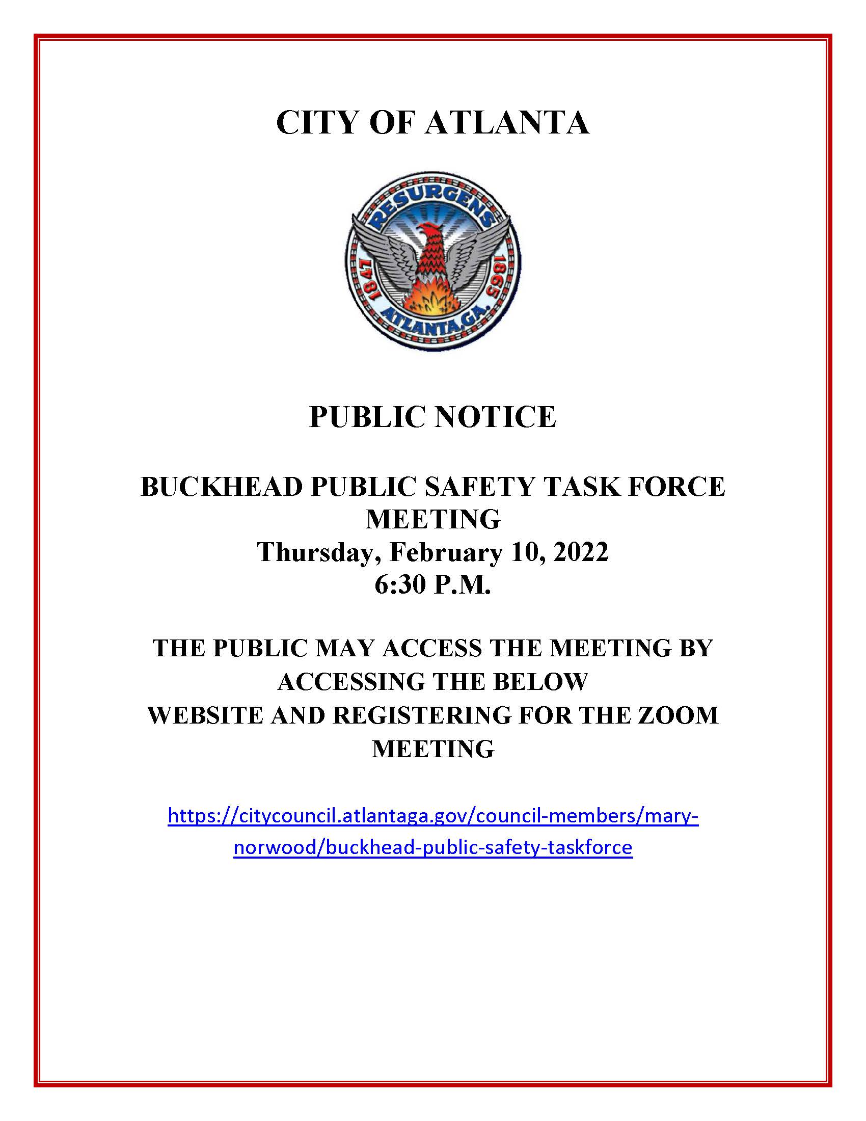 Buckhead Public Safety Task Force  Meeting 2.10.2022