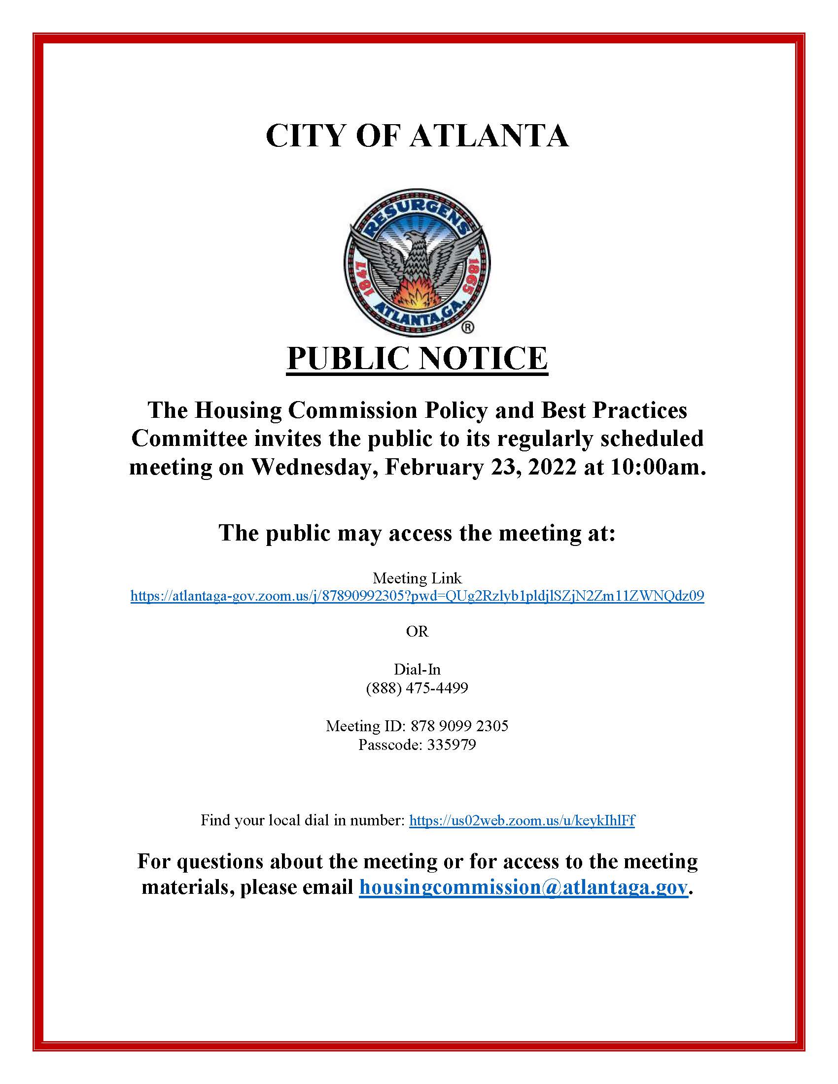 AHC Committee Meeting Notice 022322