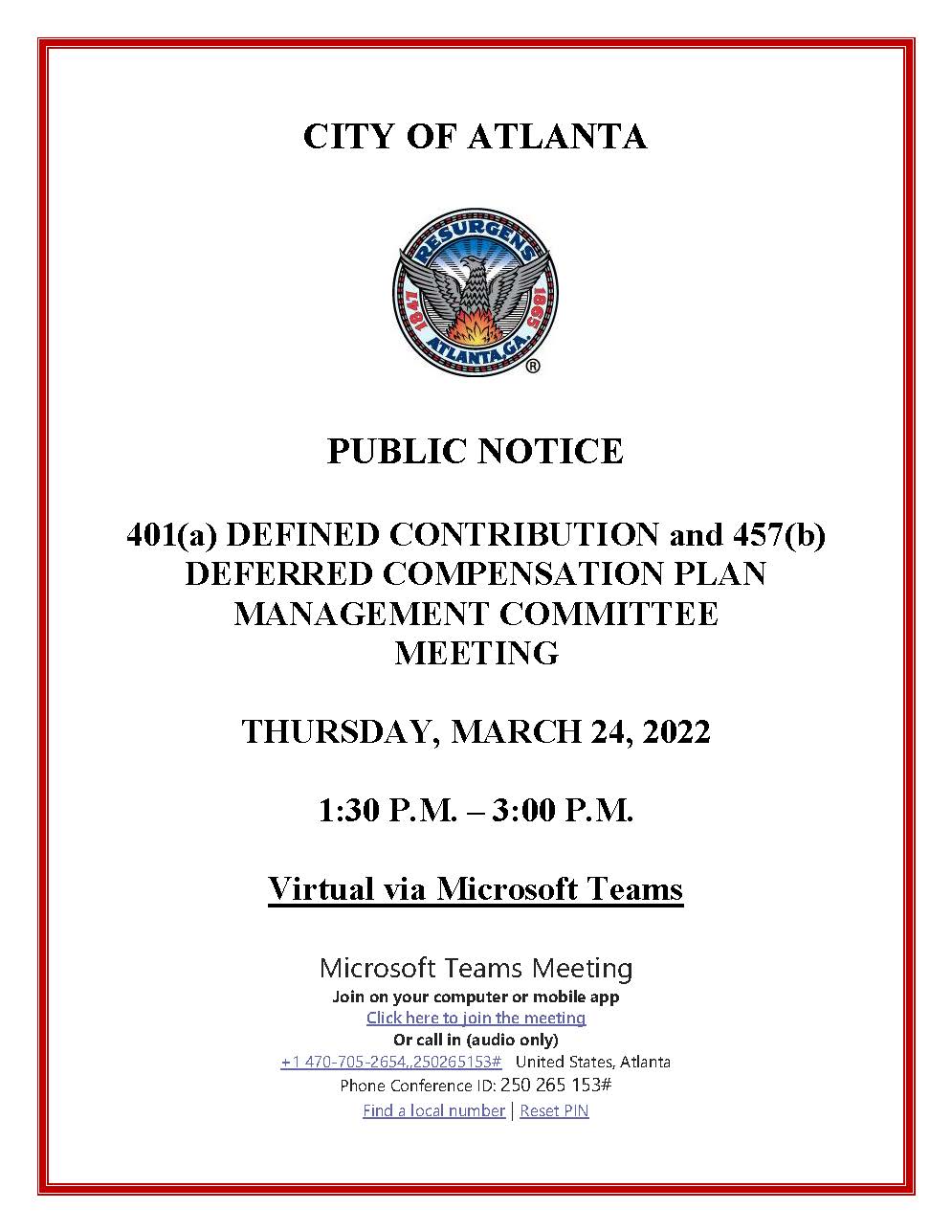 Notice - DC Plan Meeting 03.24.22