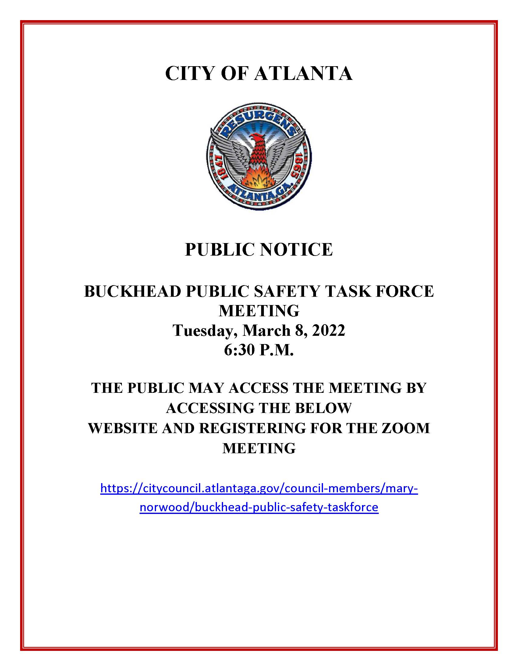 Buckhead Public Safety Public Notice for March 8 2022