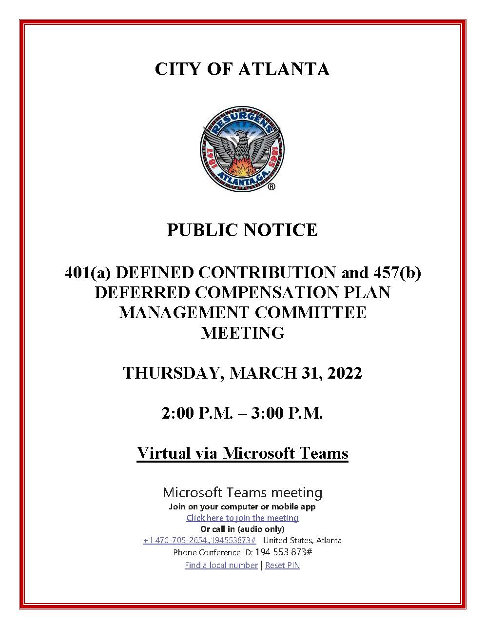 Updated Notice - DC Plan Meeting 03.31.22