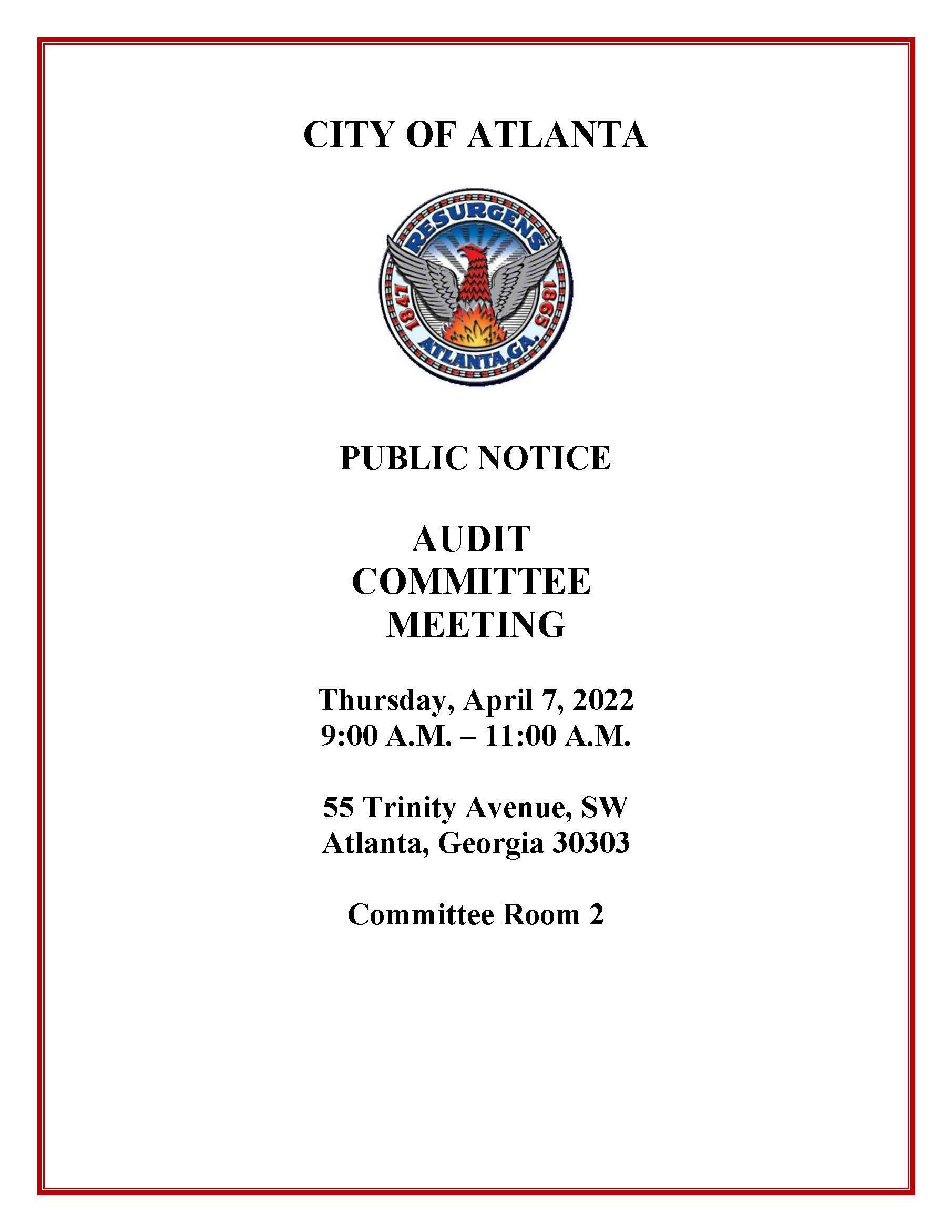 Audit Committee Meeting Public Notice April 7 2022