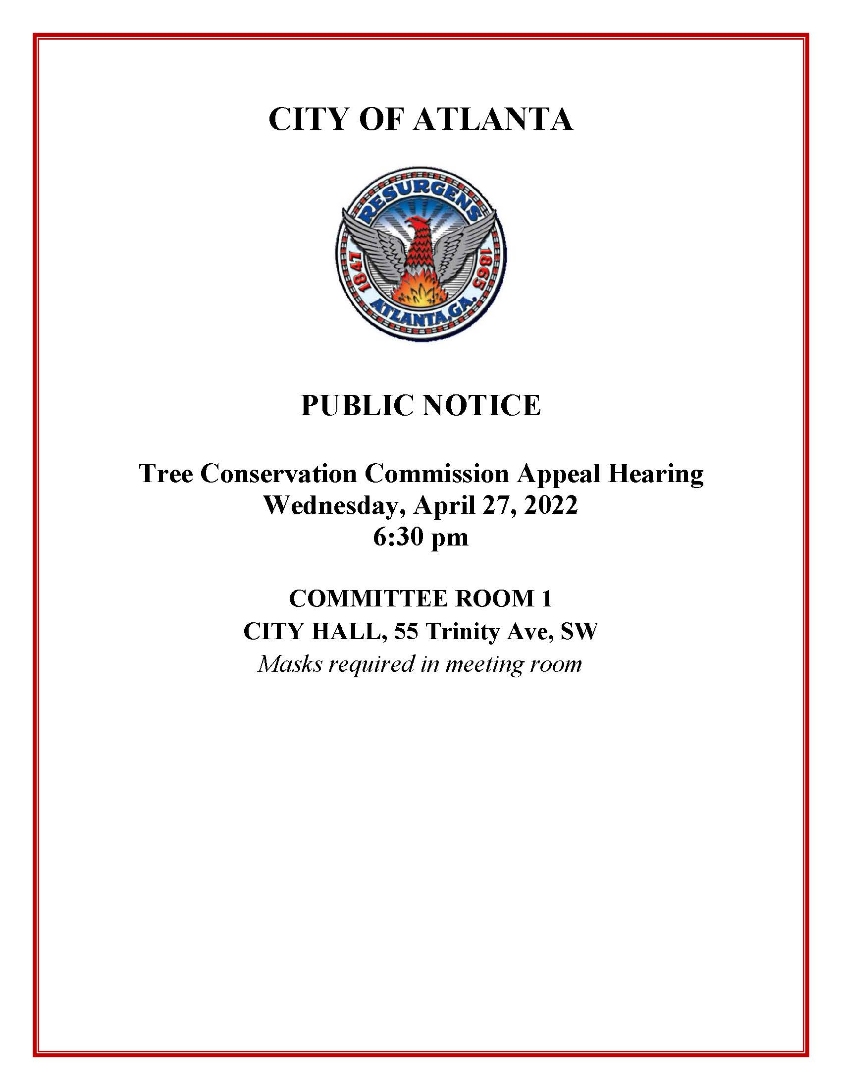 Public Notice Tree Conservation Commission Hearing April 27 2022