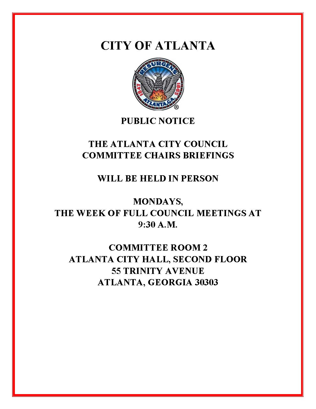 Committee Chairs Briefing In-Person Public Notice Room Update_