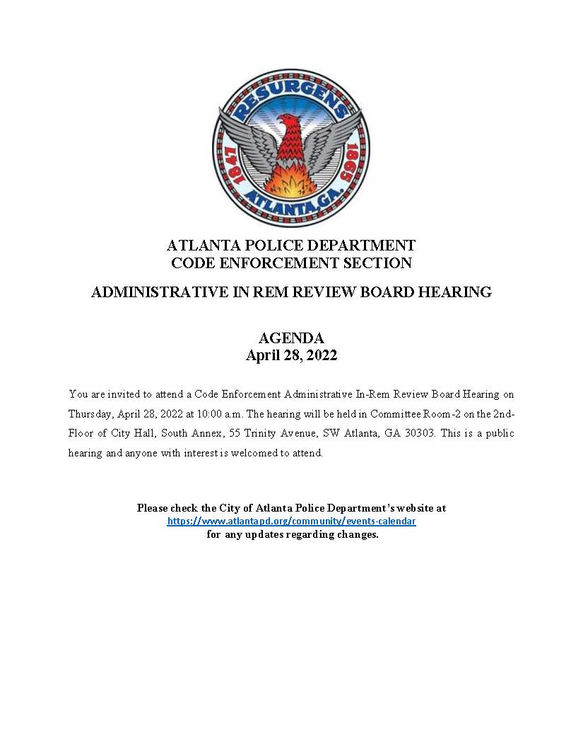 Website Publication__Administrative In Rem Hearing__APRIL 28 2022