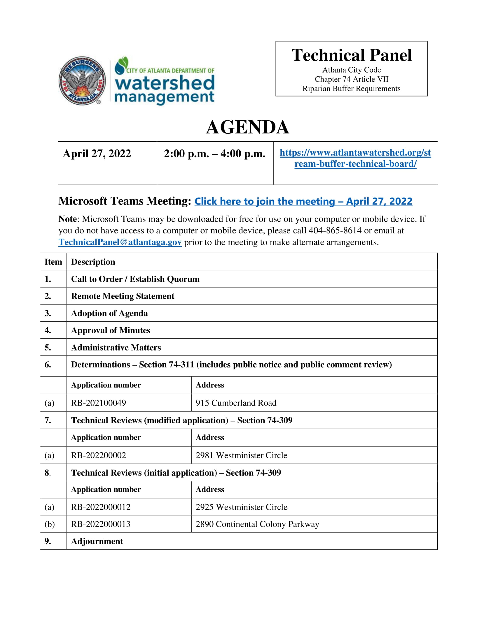 AGENDA - Riparian Buffer Technical Panel - 4-27-22-1