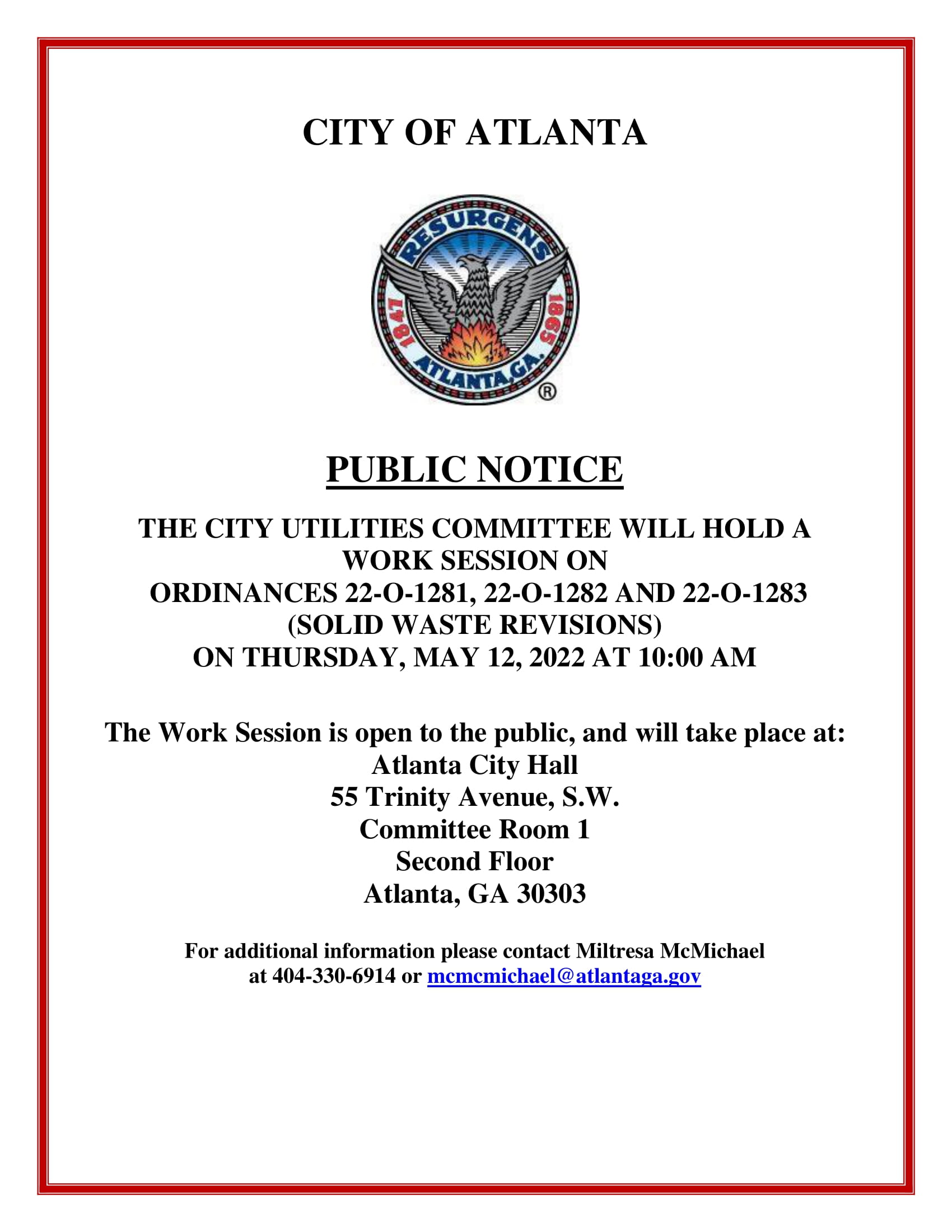 Solid Waste Revisions Work Session Public Notice.5.12.2022-1