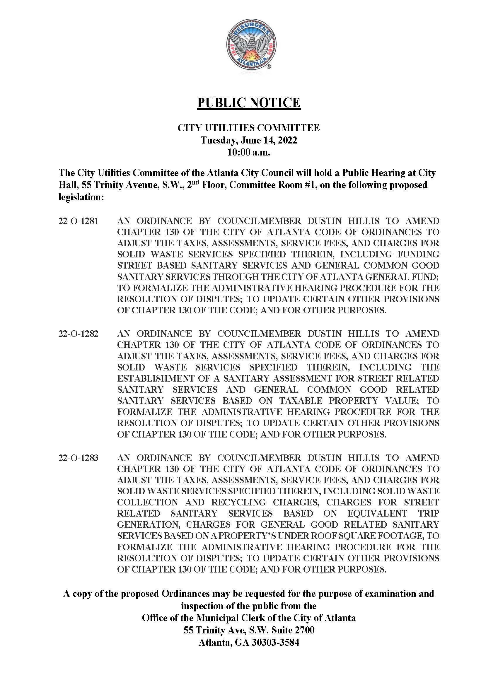 Public Notice  Solid Waste Ordinances 2022-Public Hearing