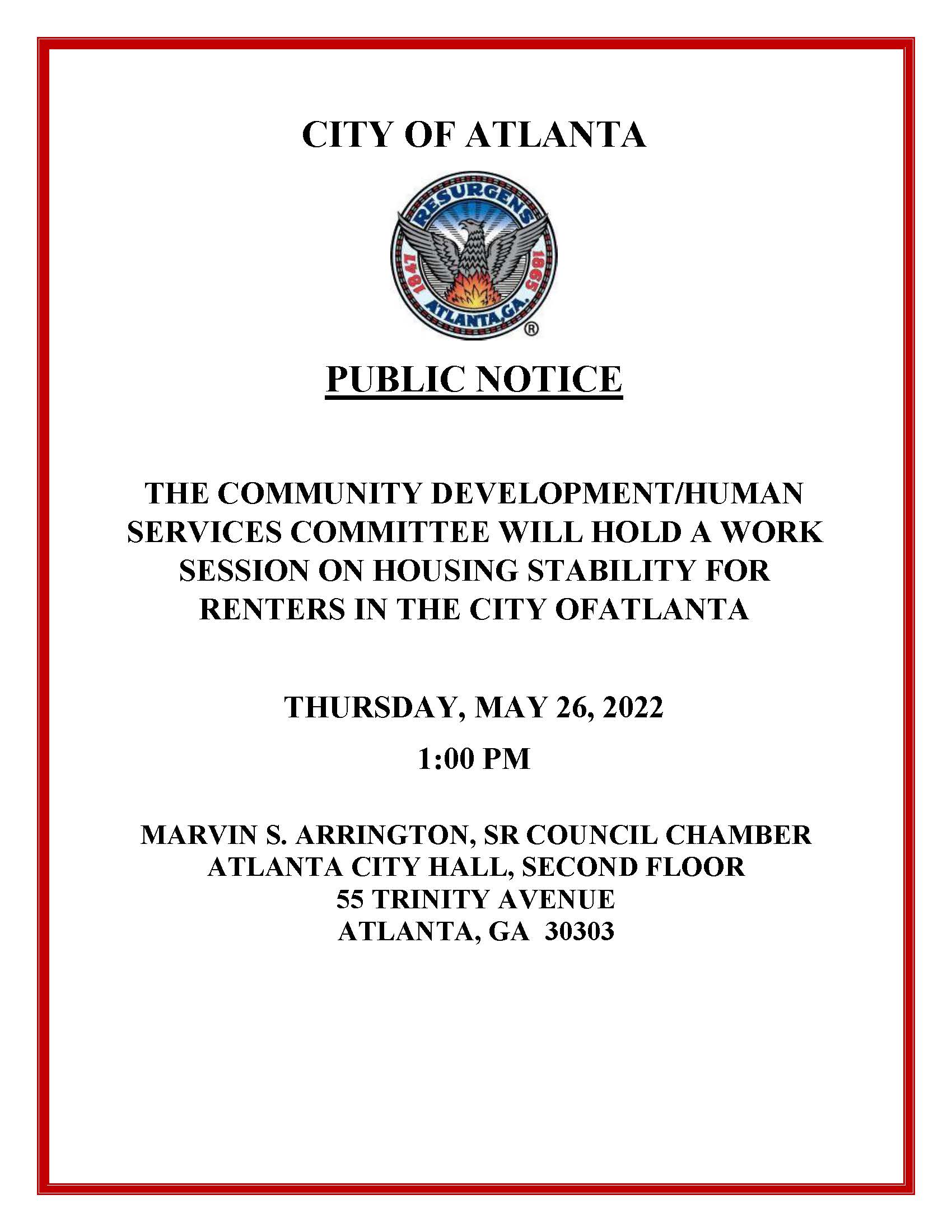 Public Notice CDHS Work Session Housing Stability for Renters 5.26.2022