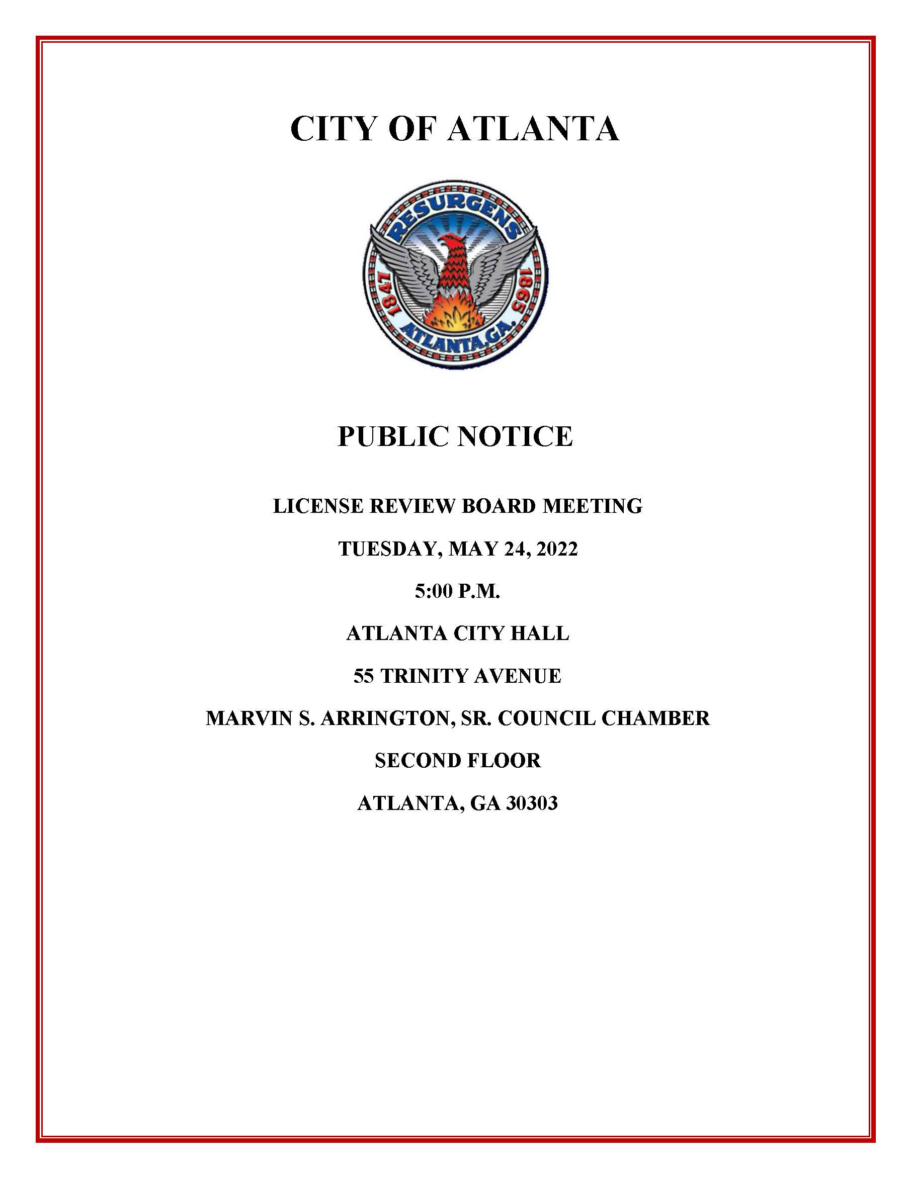 License Review Board Meeting Public Notice 5.24.2022