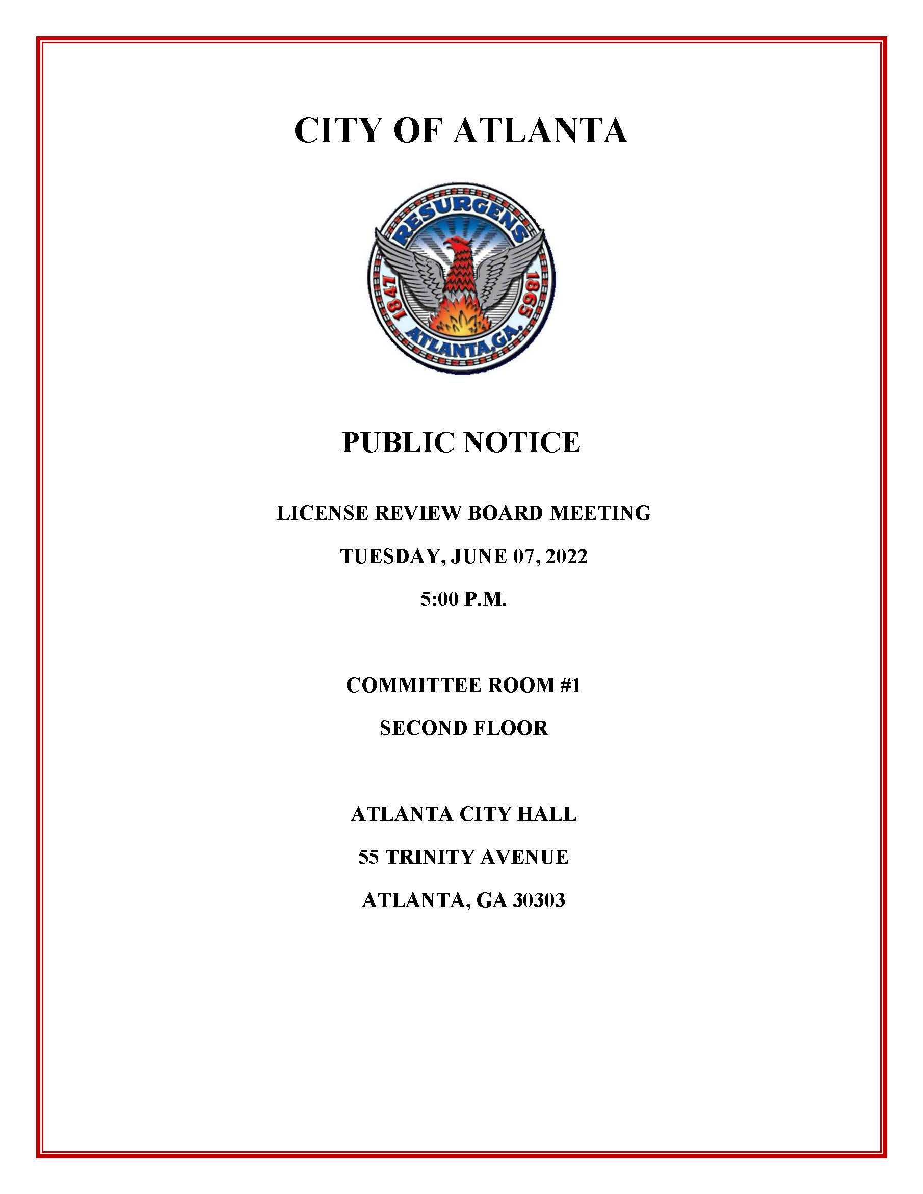 License Review Board Meeting Public Notice 6.07.2022