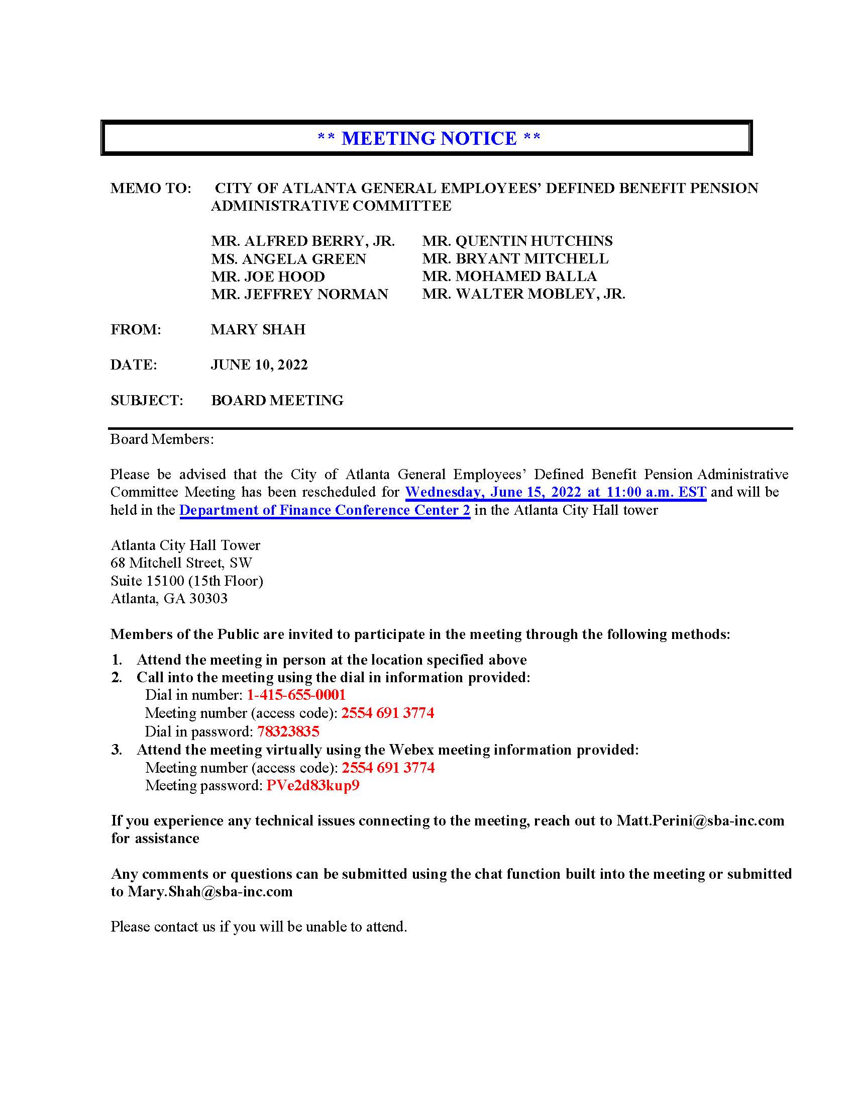 COAG - Meeting Notice 6.15.2022 Teleconference