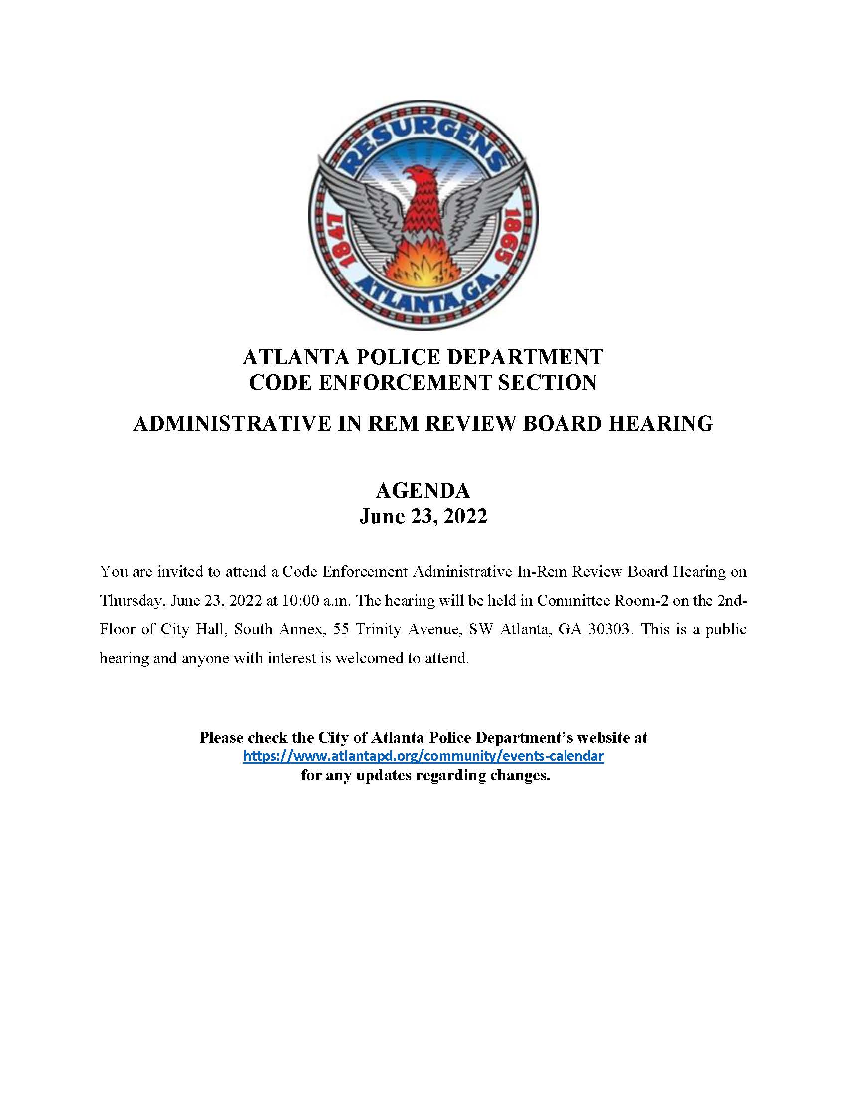 Website Publication__Administrative In Rem Hearing__June 23 2022