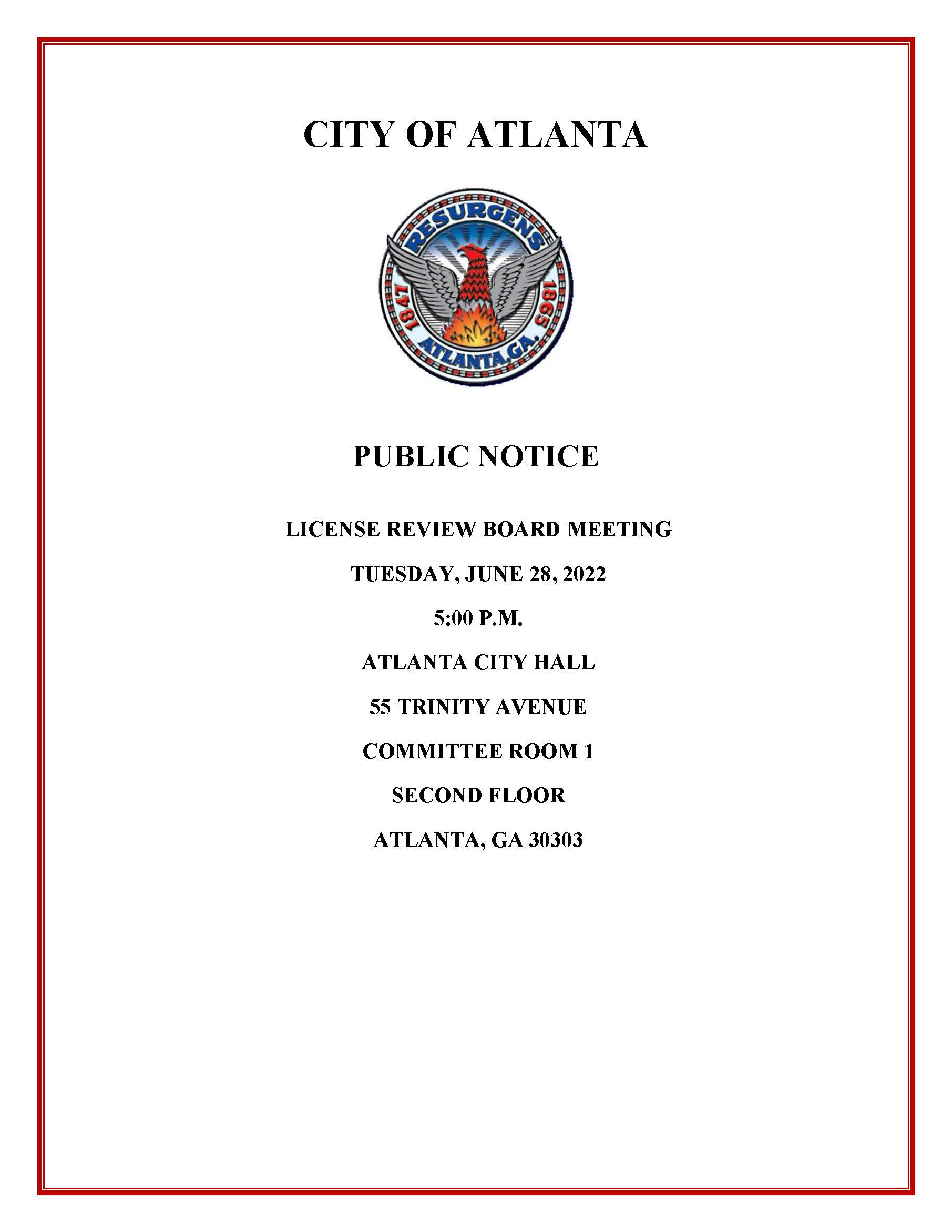 License Review Board Meeting Public Notice 6.28.2022