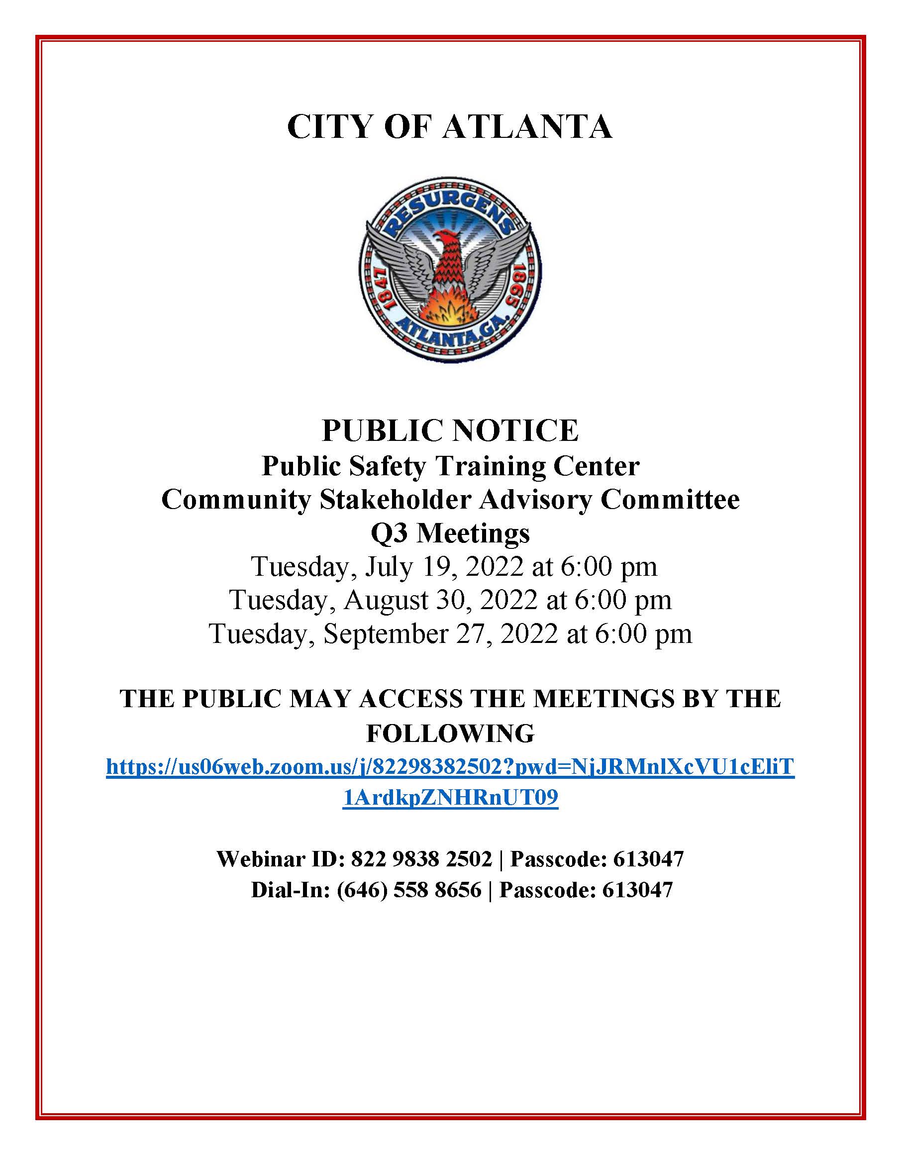 Public Notice_Community Stakeholder Advisory Committee Q3 7.19.2022