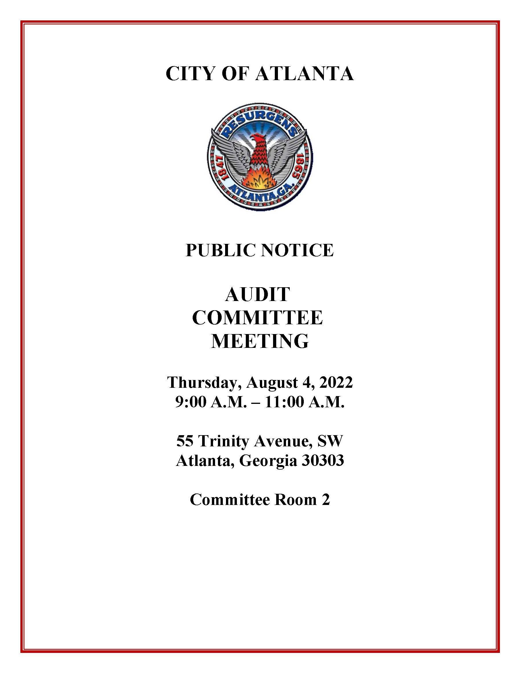 Audit Committee Public Notice August 4 2022