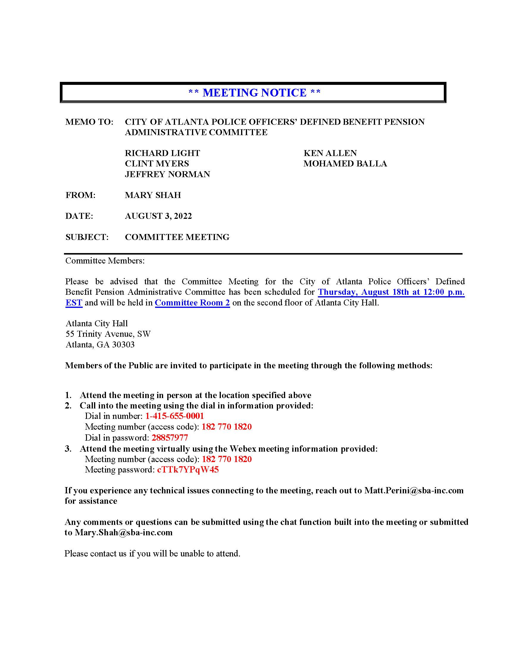 COAP - Meeting Notice 8.18.2022