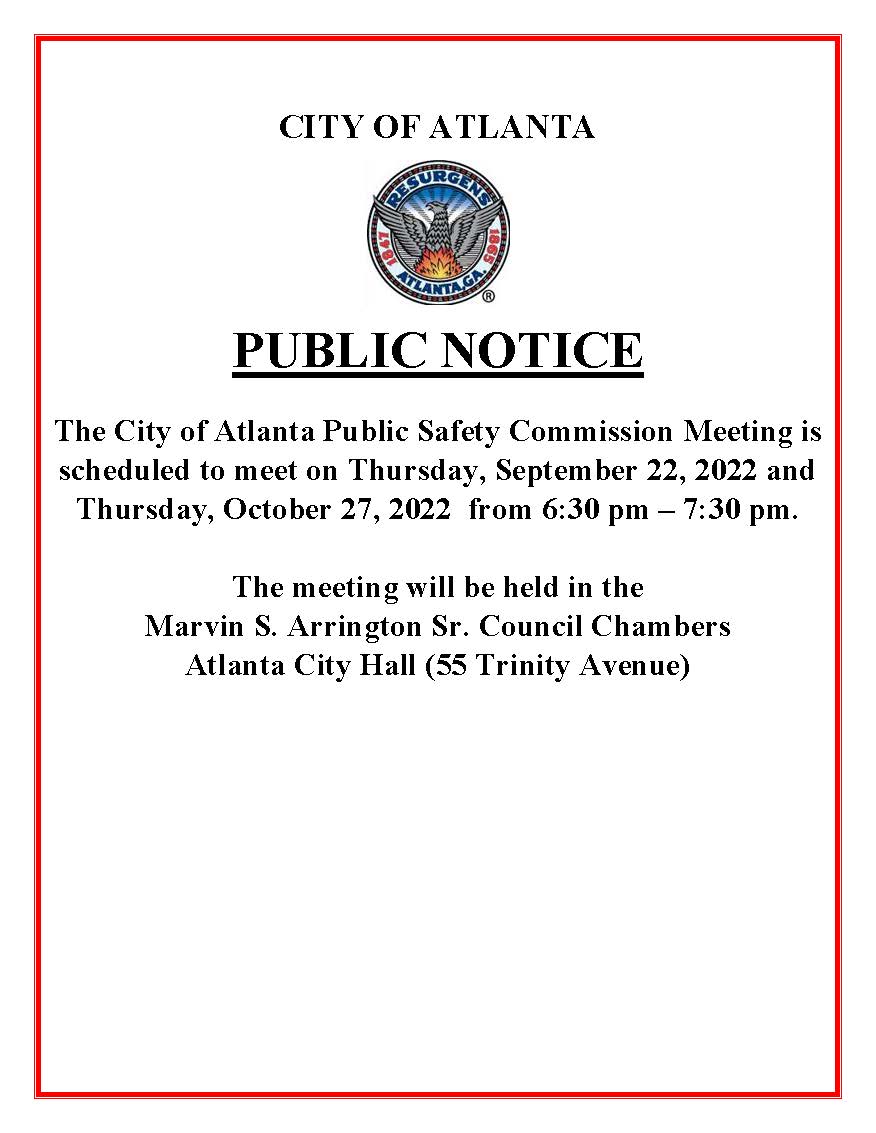 Public Notice - Public Safety Commission  Meeting 9.22.2022