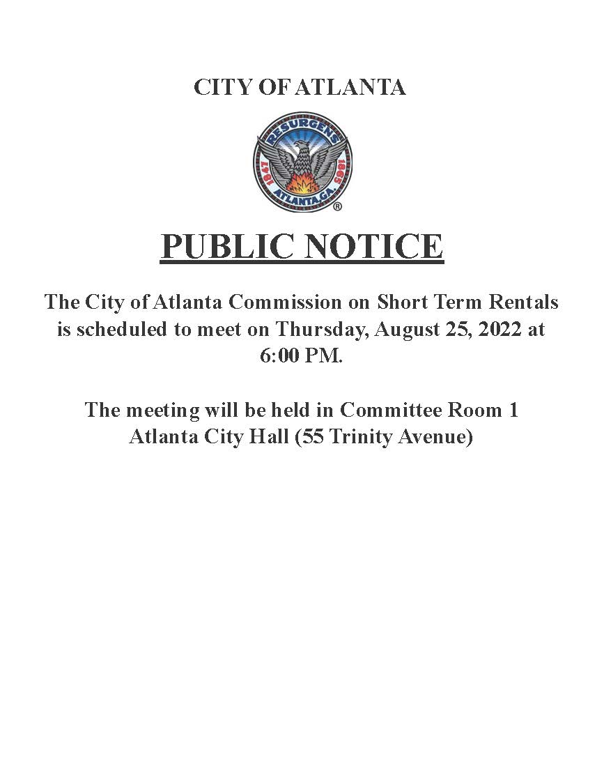 Commission on Short Term Rentals Notice 08.25.2022