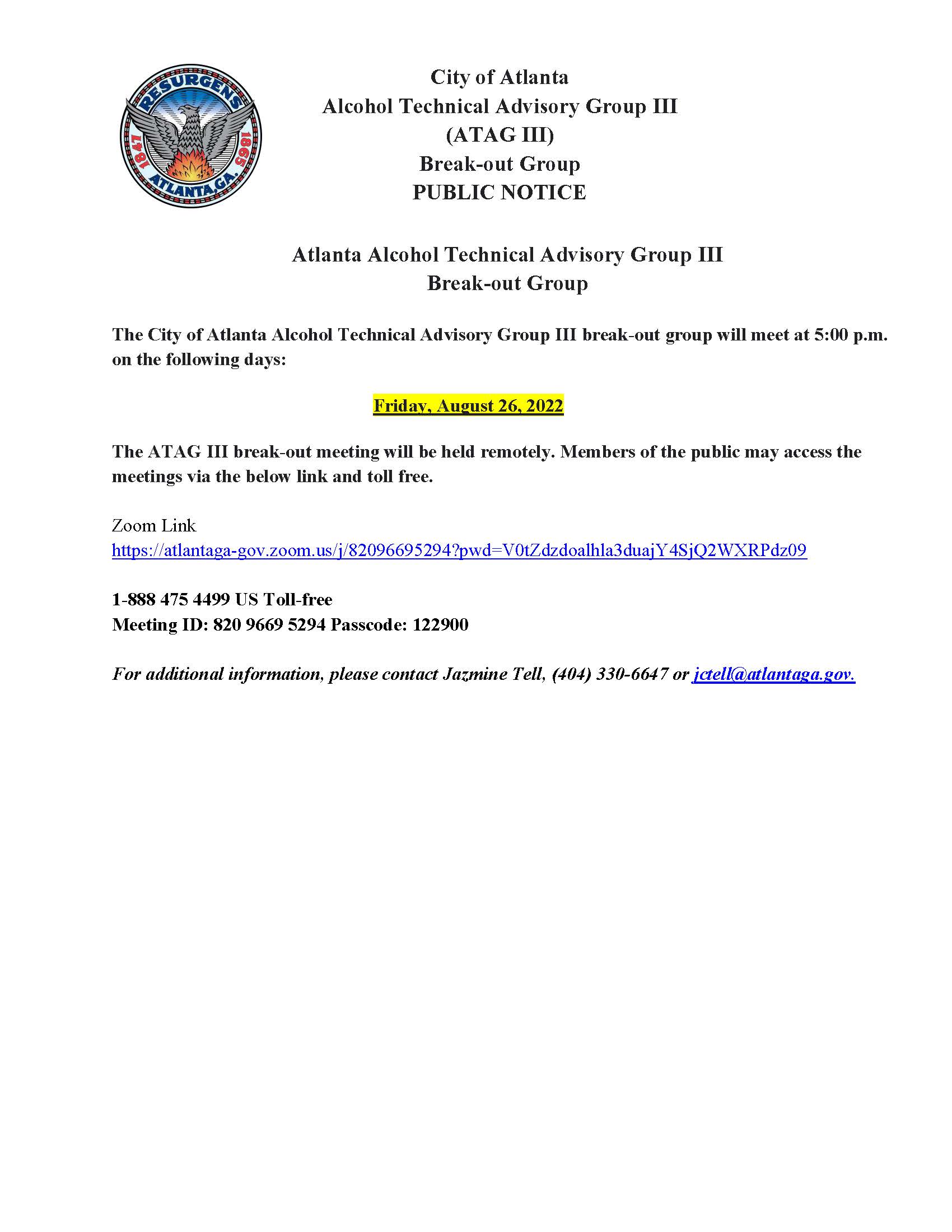 ATAGIII PUBLIC NOTICE 8.26.2022