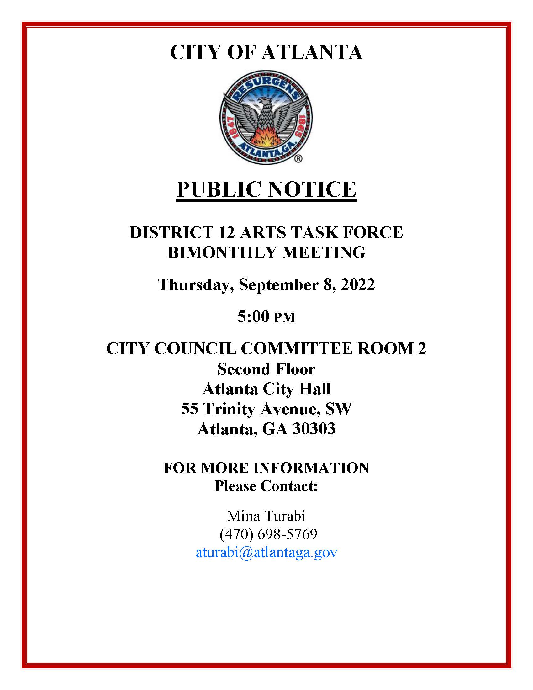 Public Notice D12 Arts Task Force- September 08.2022