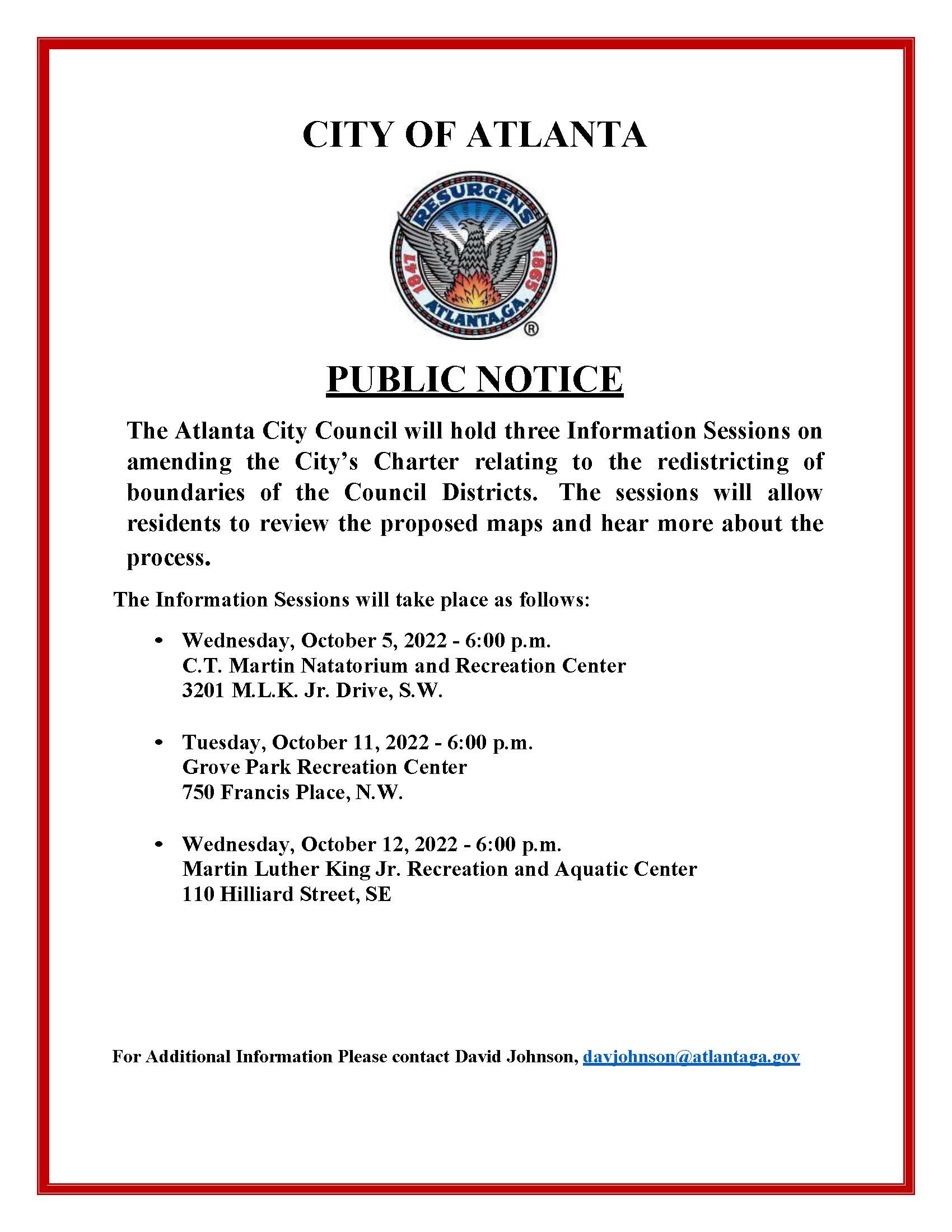 Updated Public Notice - COC Information Session - Redistricting