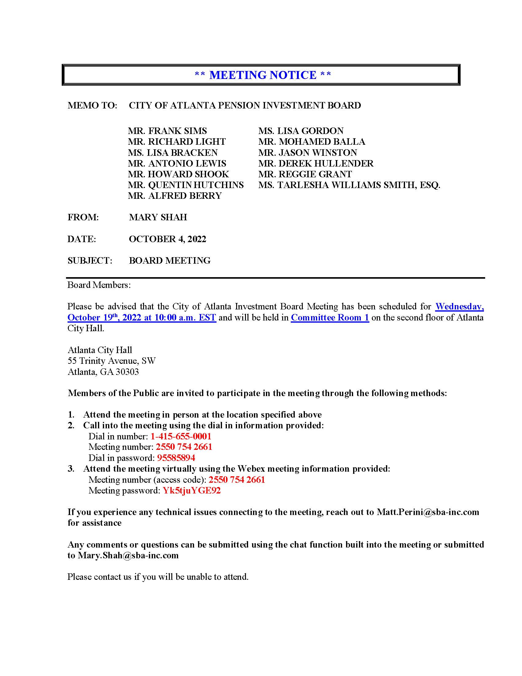 COA IB - Meeting Notice 10.19.2022